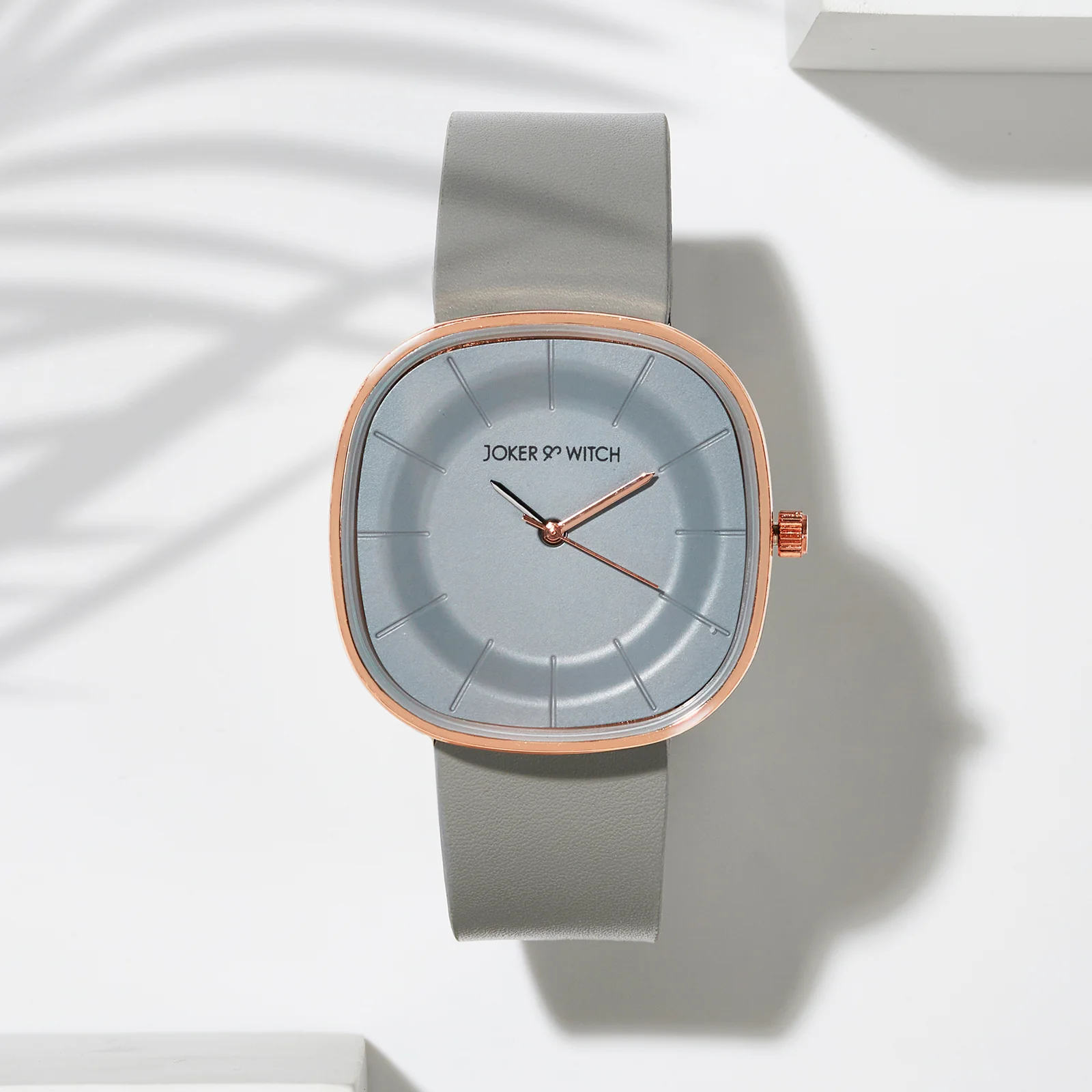 Albin Grey Large Square Dial PU Strap Women's Watch