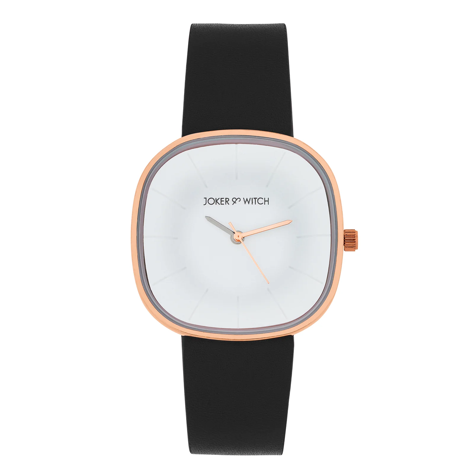 Albin White Large Square Dial Black PU Strap Women's Watch - Image 3