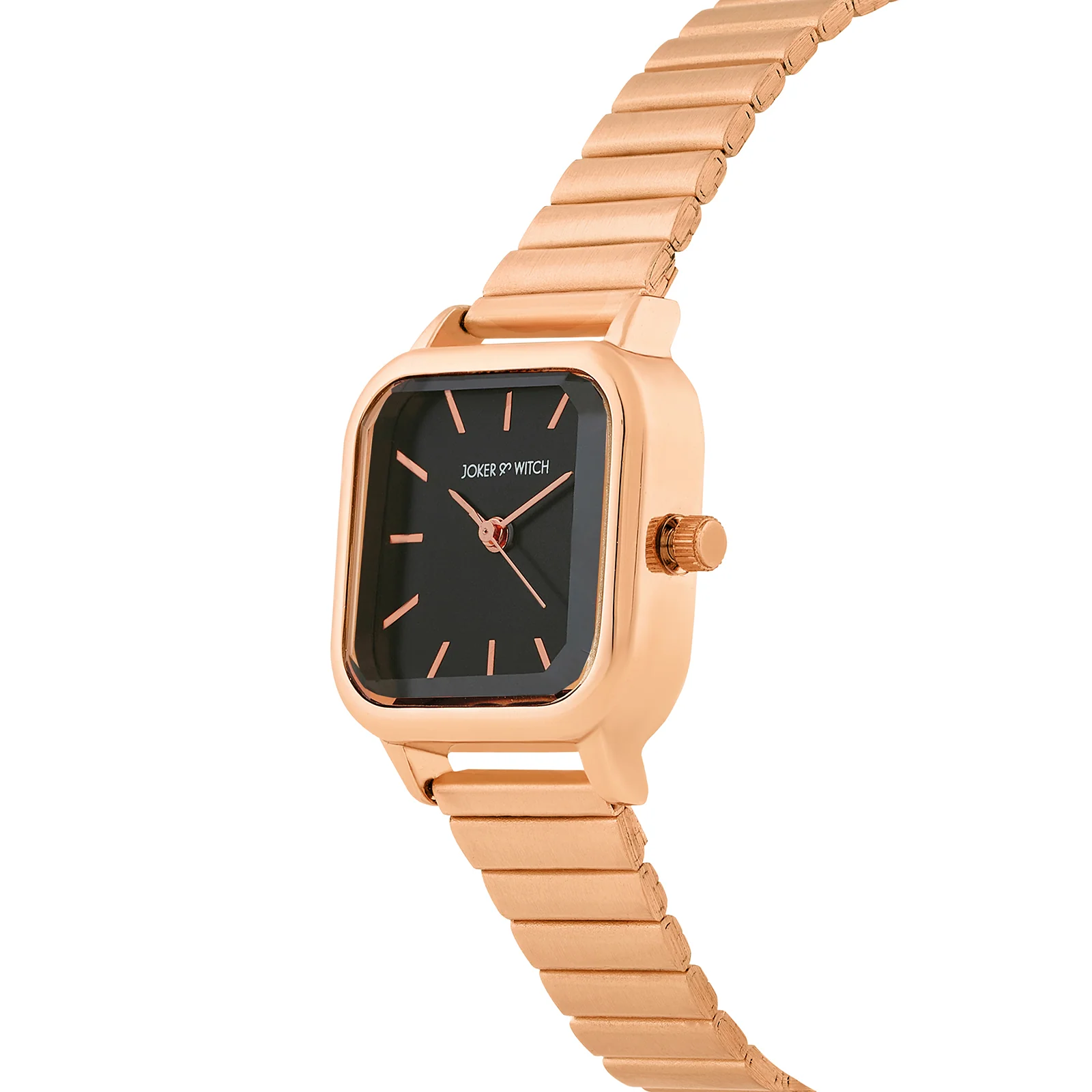 Alina Black Mini Square Dial Rose Gold Linked Chain Strap Women's Watch - Image 4