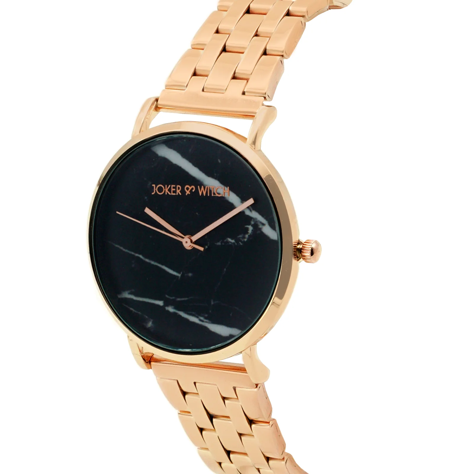 April Black Medium Dial Rose Gold Linked Chain Strap Women's Watch - Image 3
