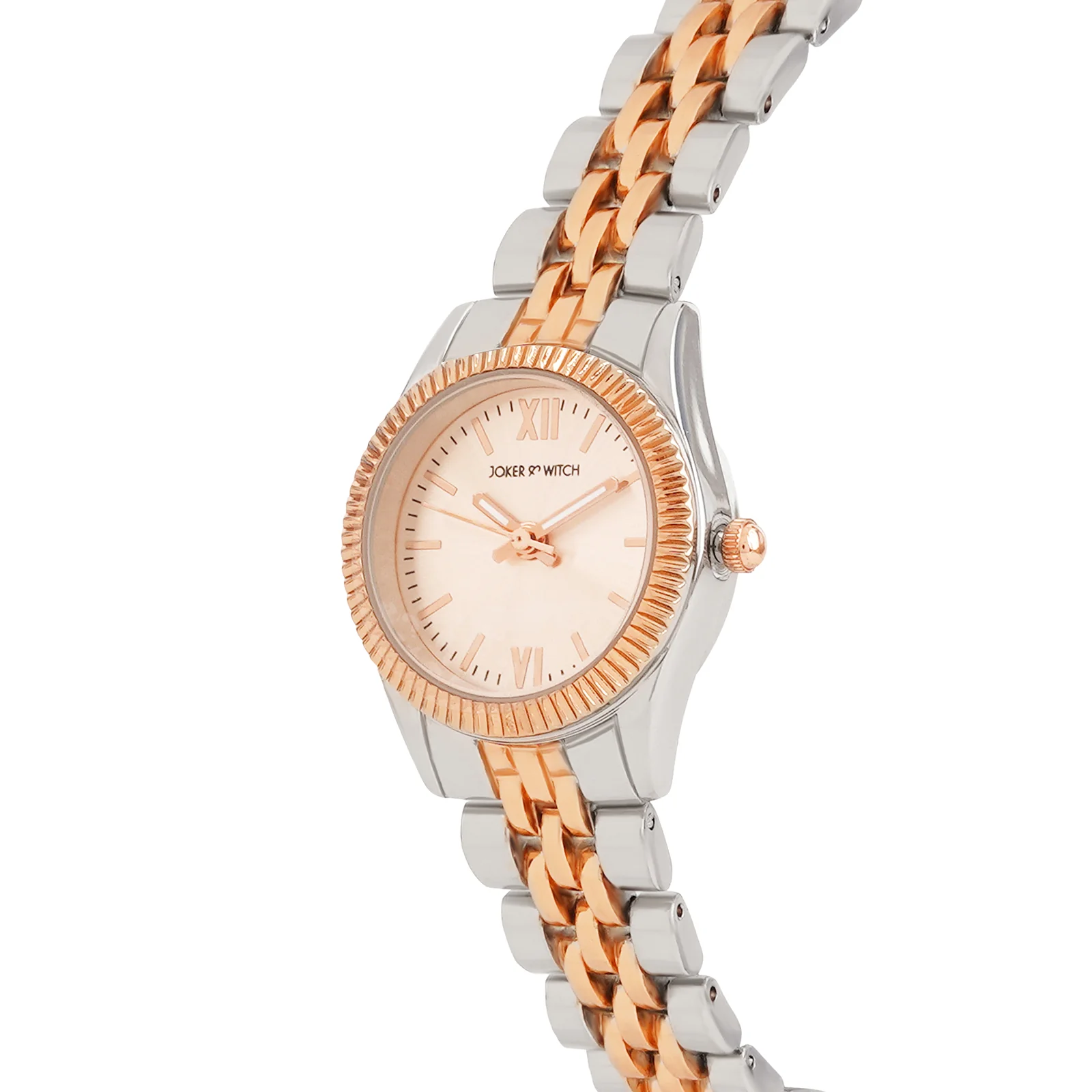Arina Rose Gold Mini Dial Dual Tone Linked Chain Strap Women's Watch - Image 4