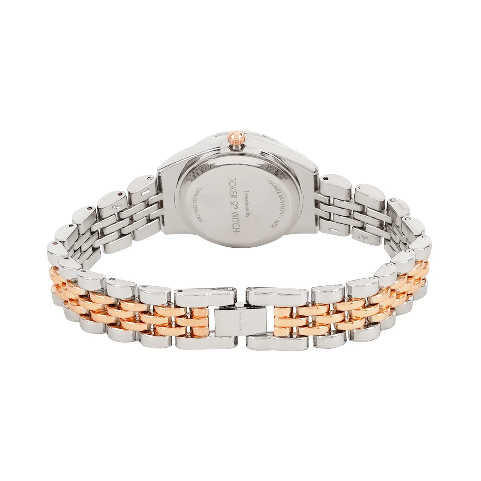 Arina Rose Gold Mini Dial Dual Tone Linked Chain Strap Women's Watch - Image 6