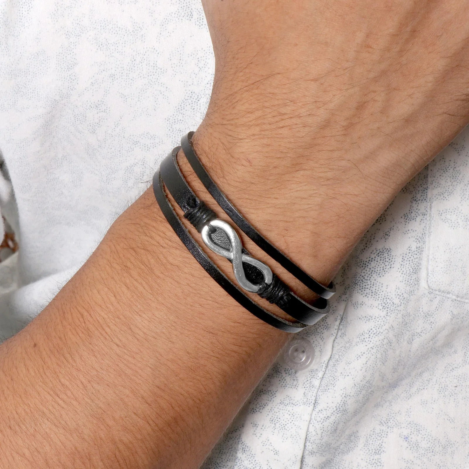 Asher Infinity Multi-Strand Black Men's Bracelet