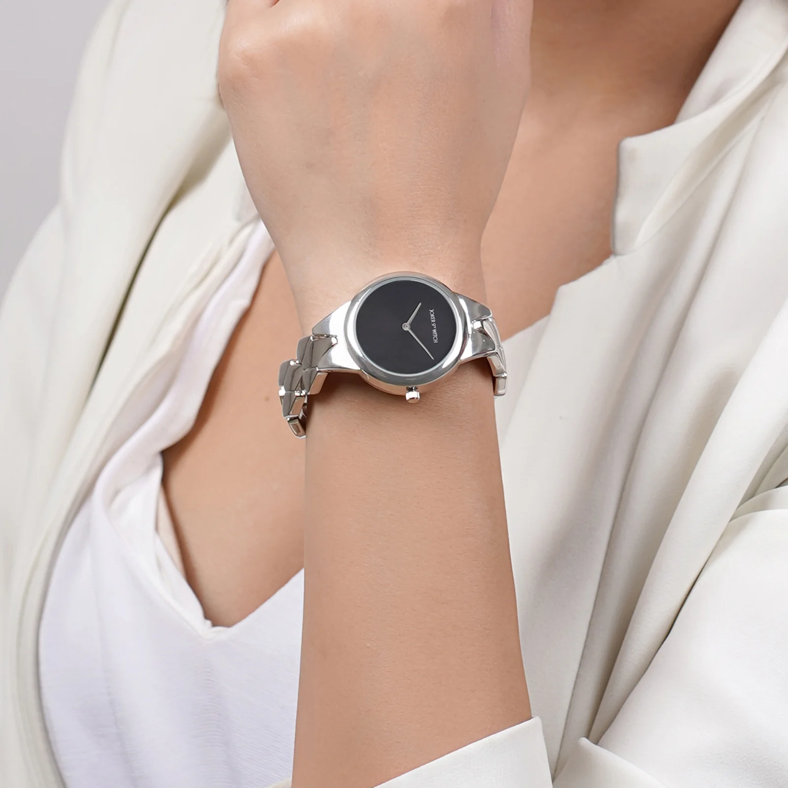 Athens Black Medium Dial Silver Bracelet Strap Women's Watch - Image 2