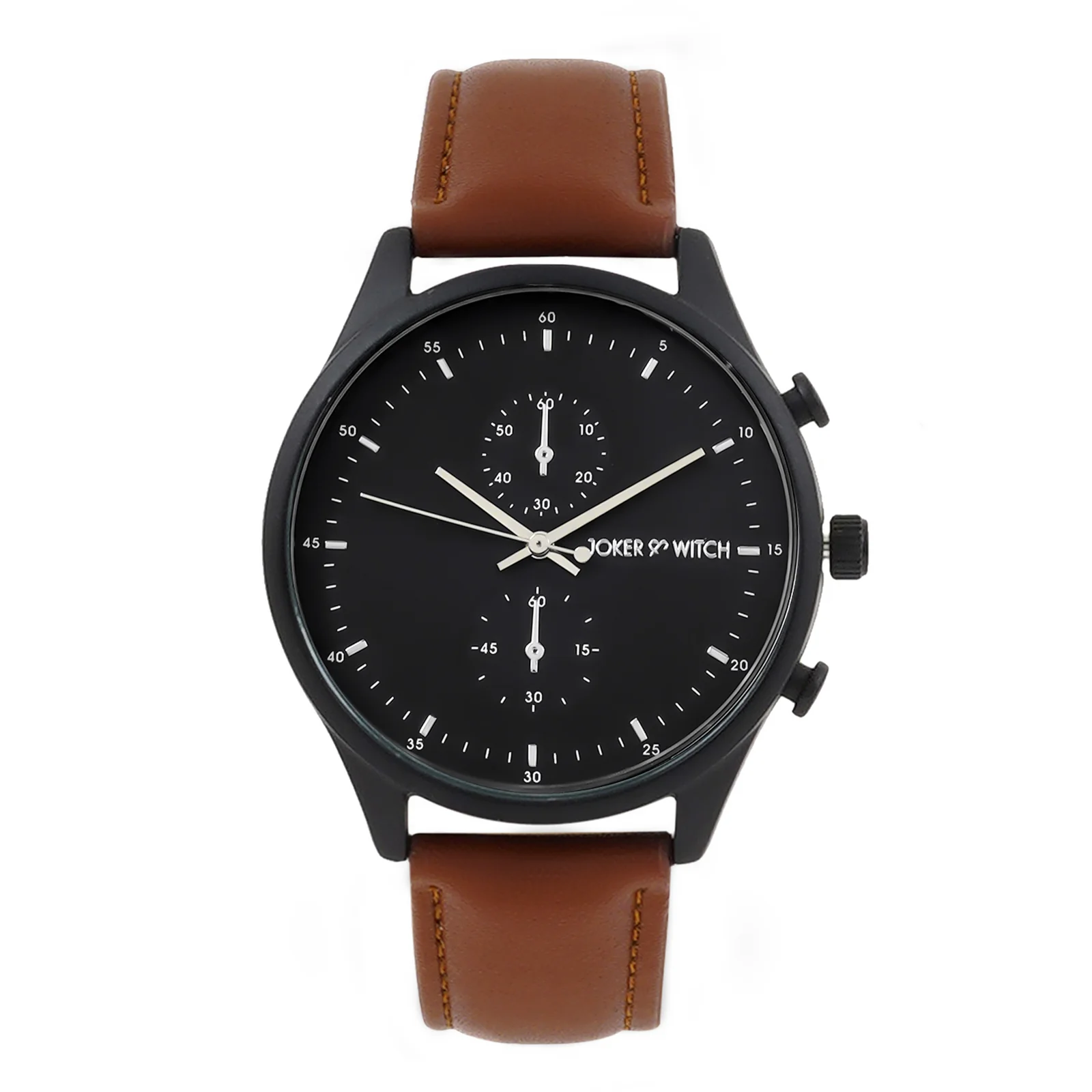 Beetle Black Large Dial Brown PU Strap Men's Watch - Image 3