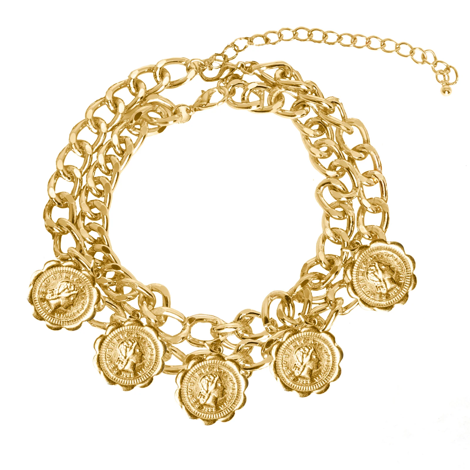 Bold Medallion Gold Layered Necklace - Image 4