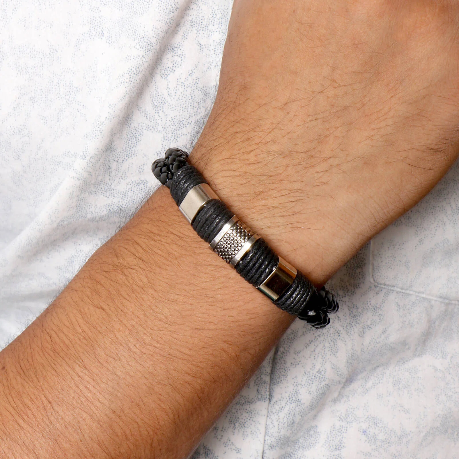 Logan Braided Multi-Strand Black Men's Bracelet