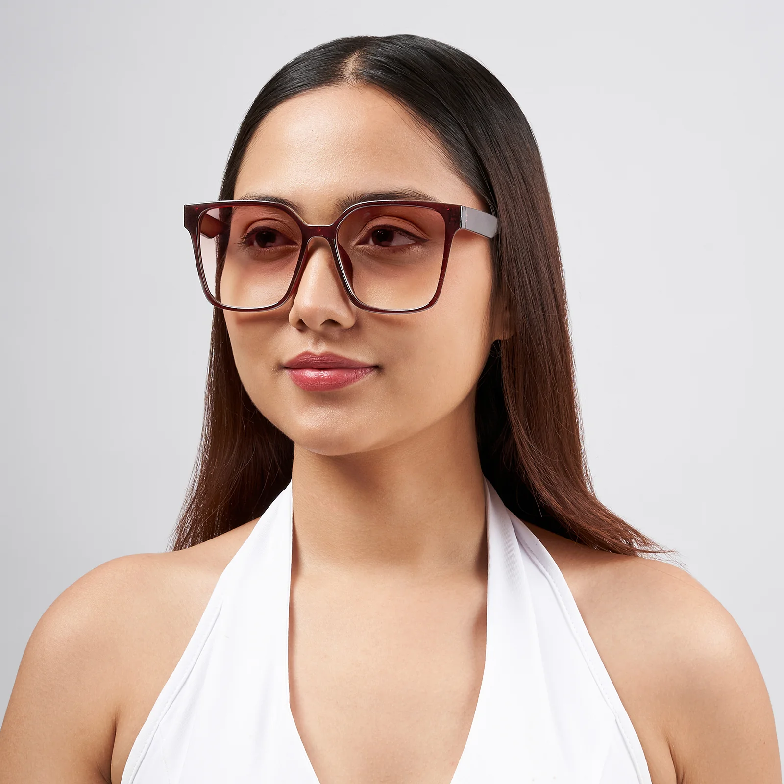 Cali Square Cateye Wine Ombre Lens Wine Frame Sunglasses - Image 2