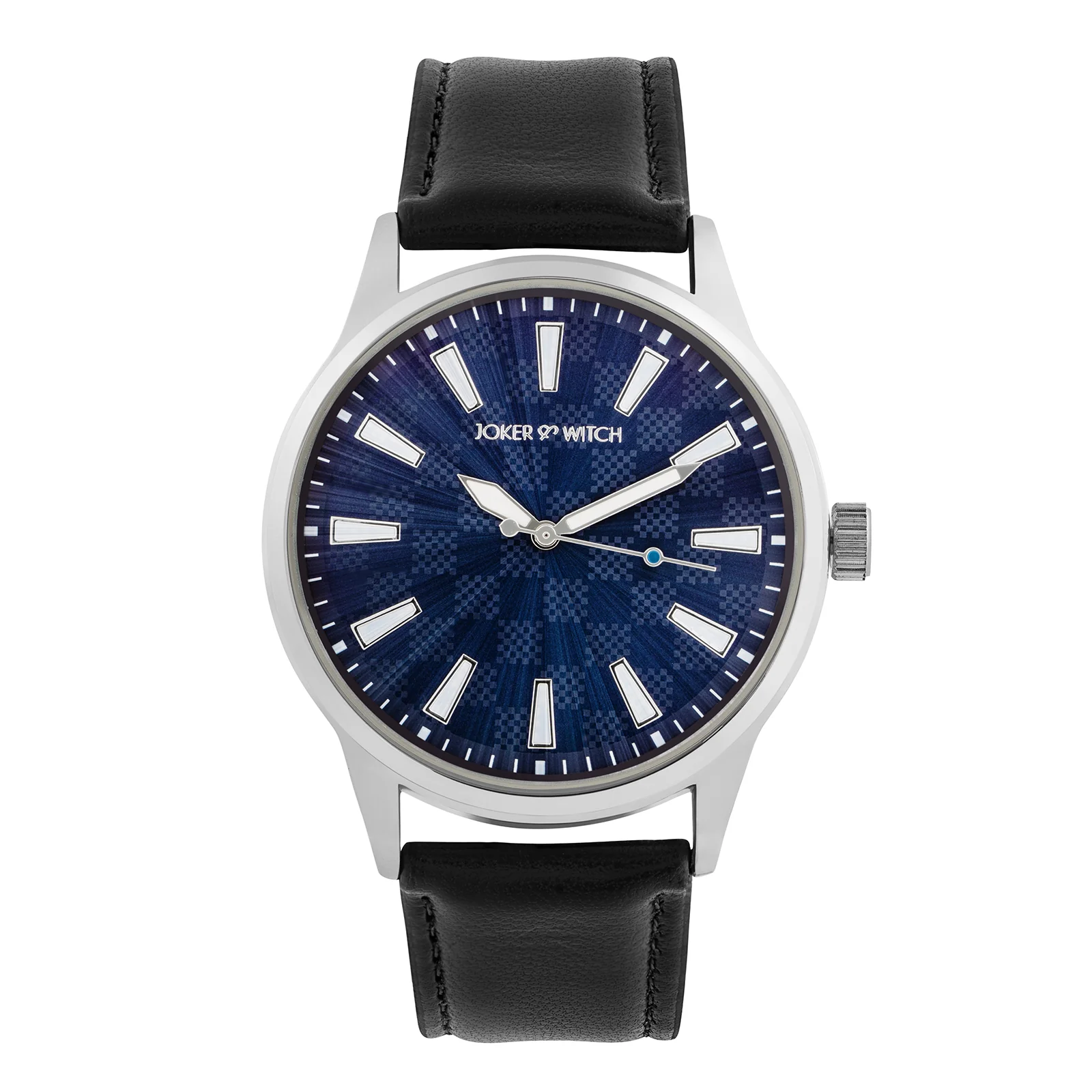 Checkered Blue Large Dial Black PU Strap Men's Watch - Image 3
