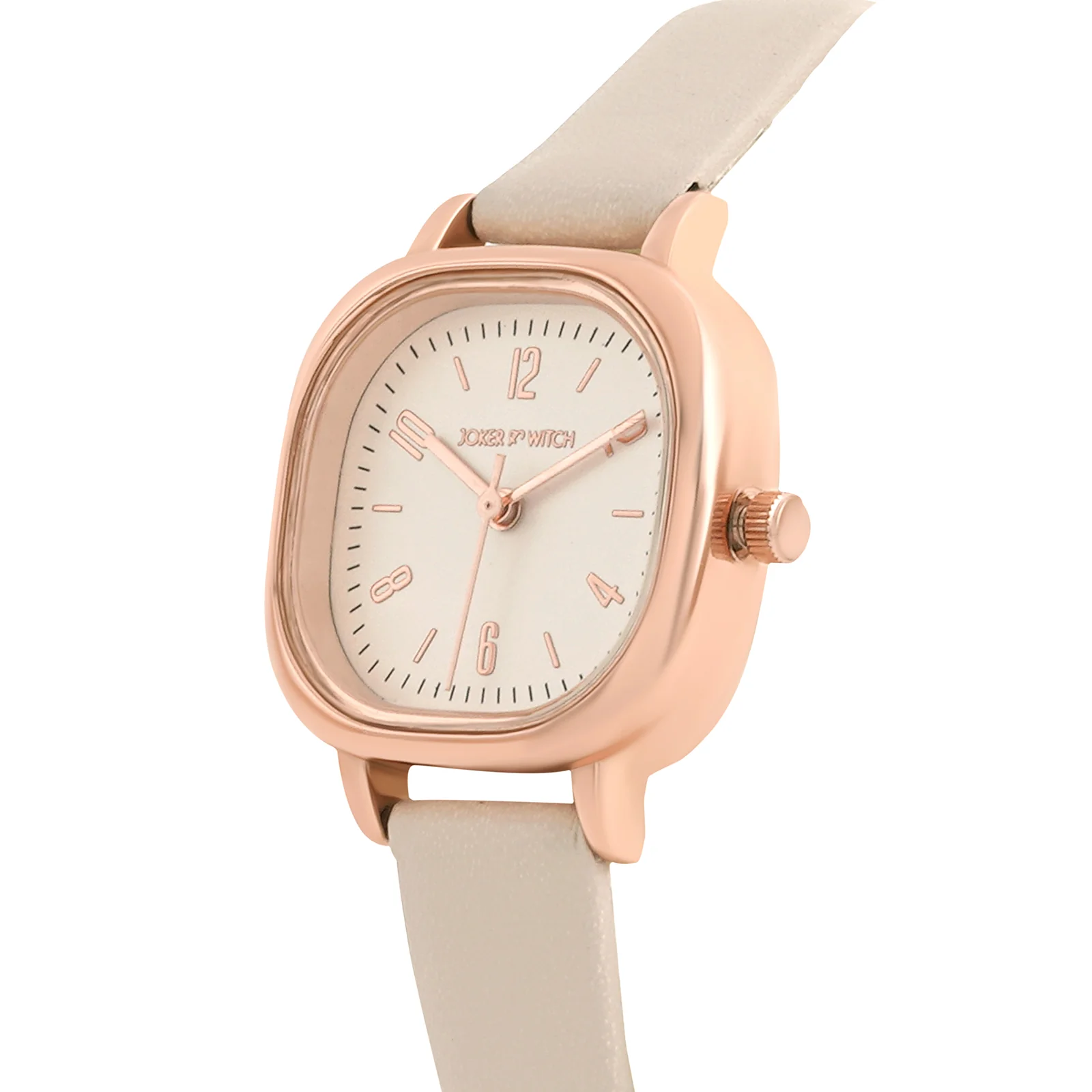Cinque White Mini Square Dial Beige PU Strap Women's Watch - Image 4