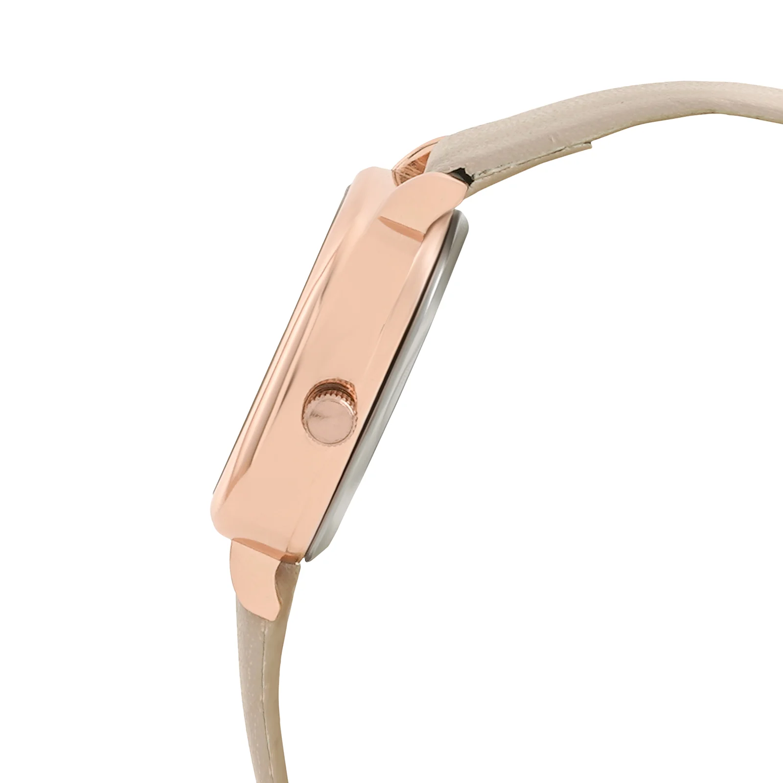 Cinque White Mini Square Dial Beige PU Strap Women's Watch - Image 5