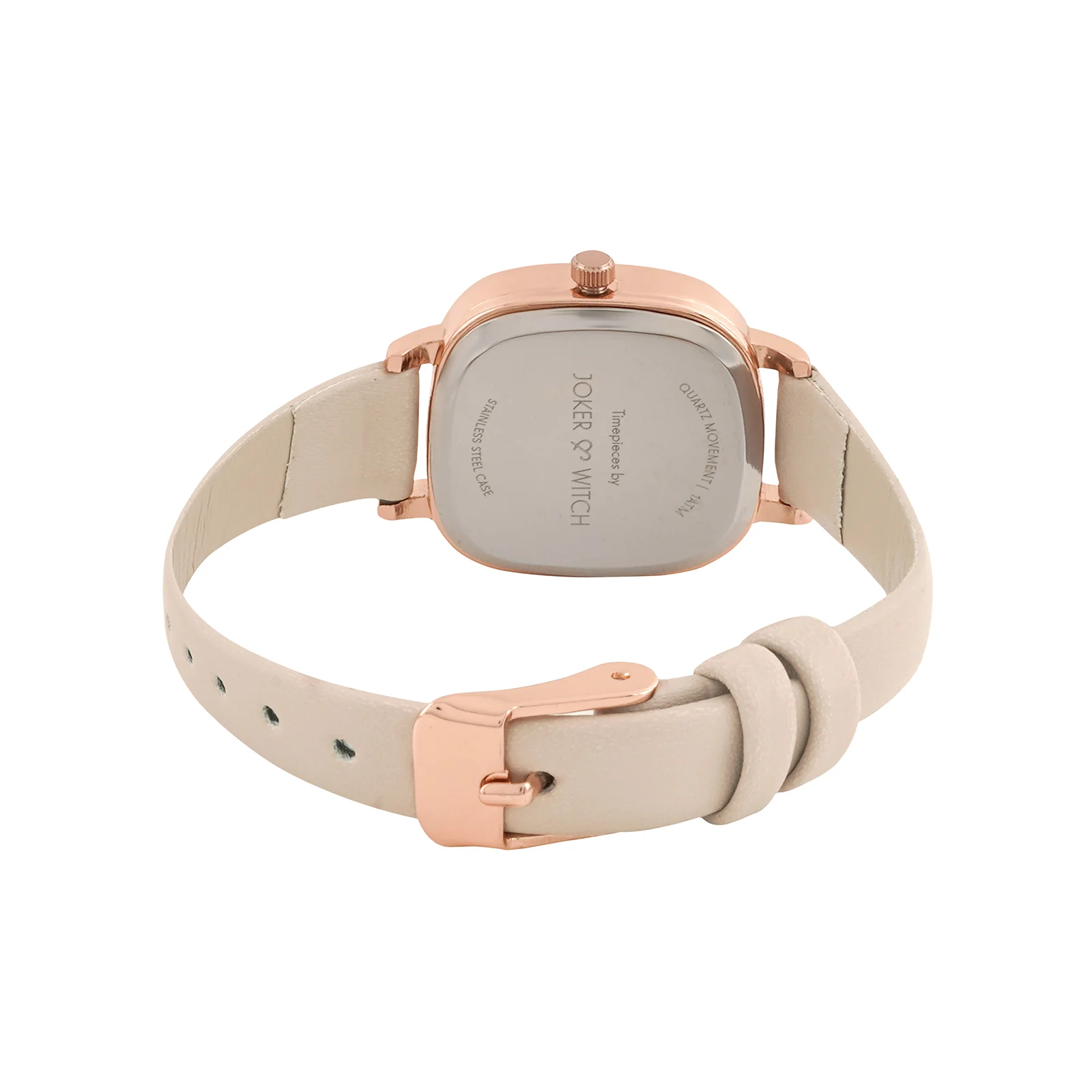 Cinque White Mini Square Dial Beige PU Strap Women's Watch - Image 6
