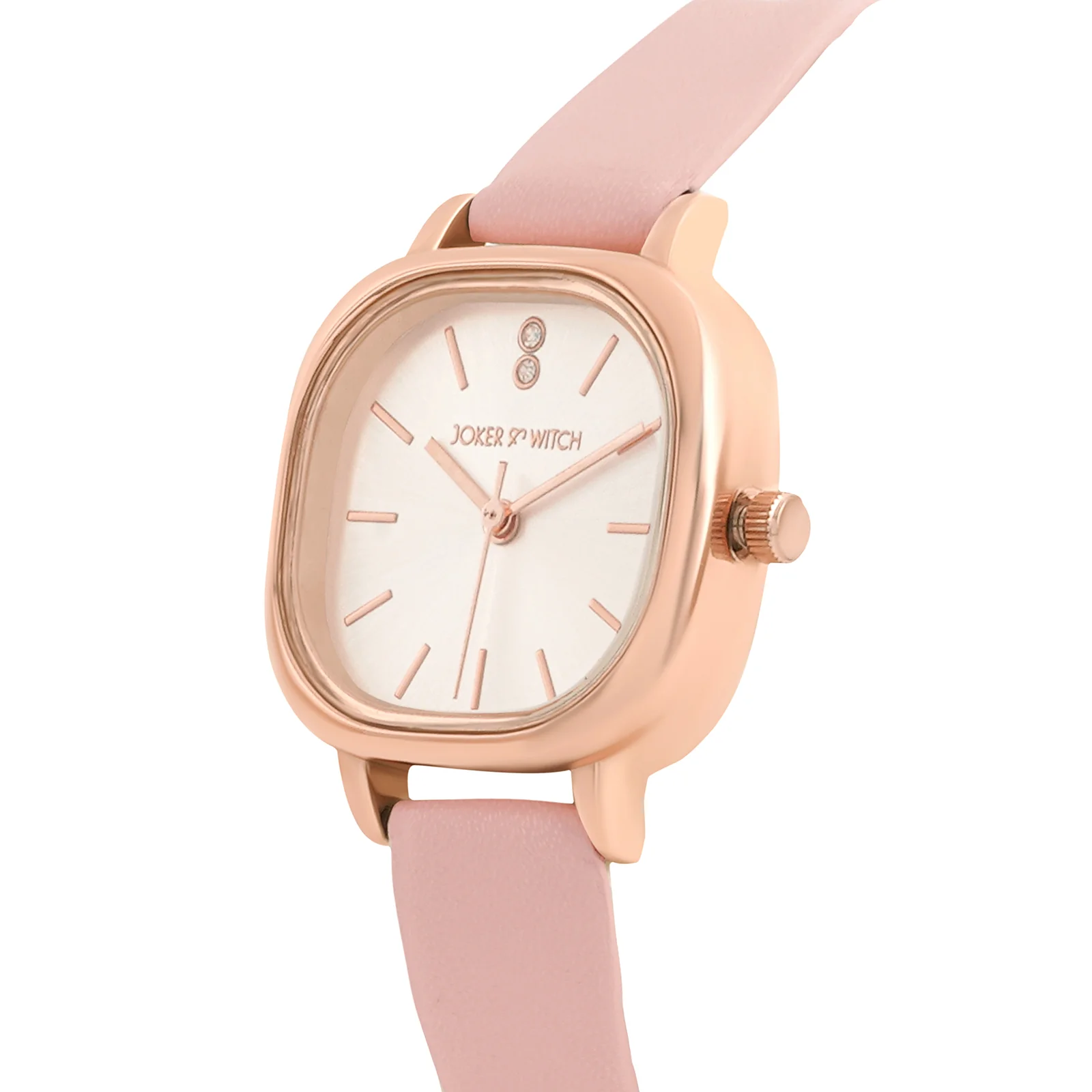 Cinque White Mini Square Dial Pink PU Strap Women's Watch - Image 4