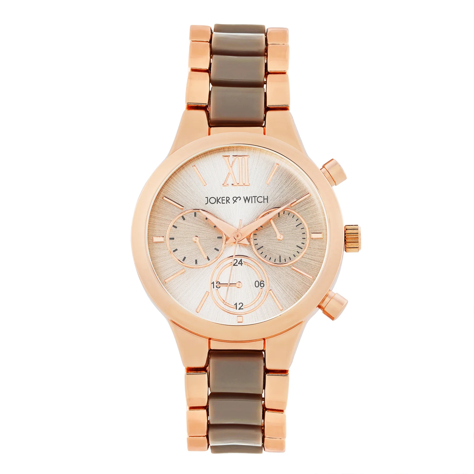 Clara Silver Large Dial Dual Tone Linked Chain Strap Women's Watch - Image 3