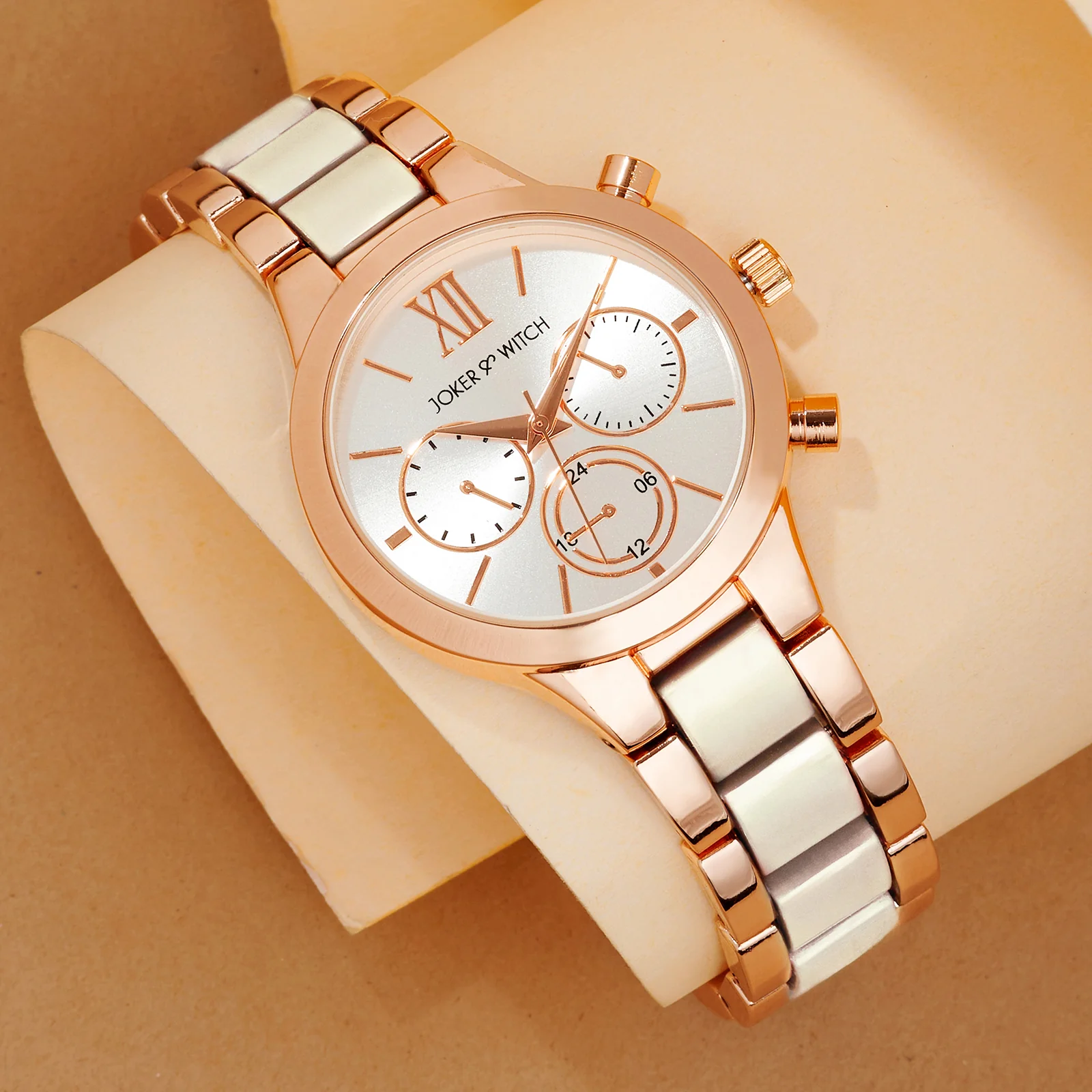 Clara Silver Large Dial White Linked Chain Strap Women's Watch