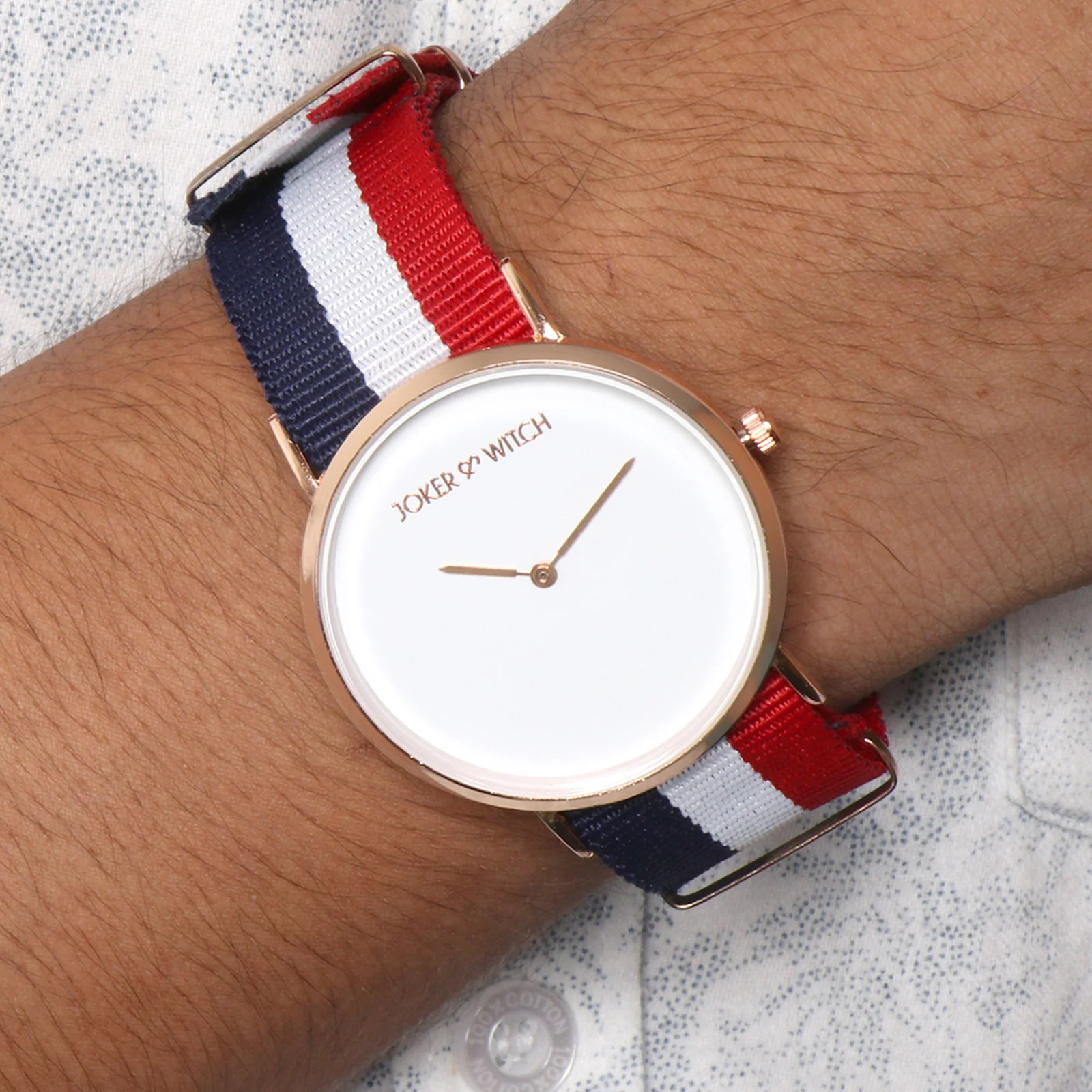 Classic White Large Dial Multicolor Nato Strap Unisex Watch - Image 3