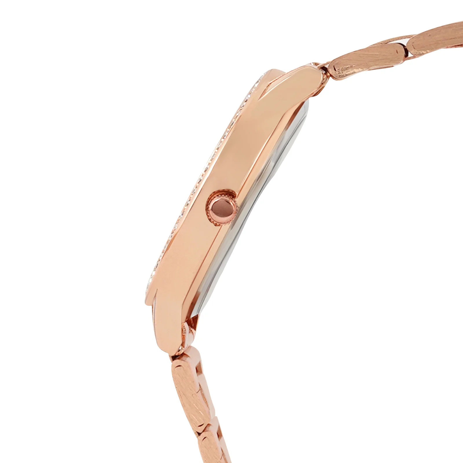 Comet Black Marble Medium Rhinestone Dial Rose Gold Linked Chain Strap Women's Watch - Image 5