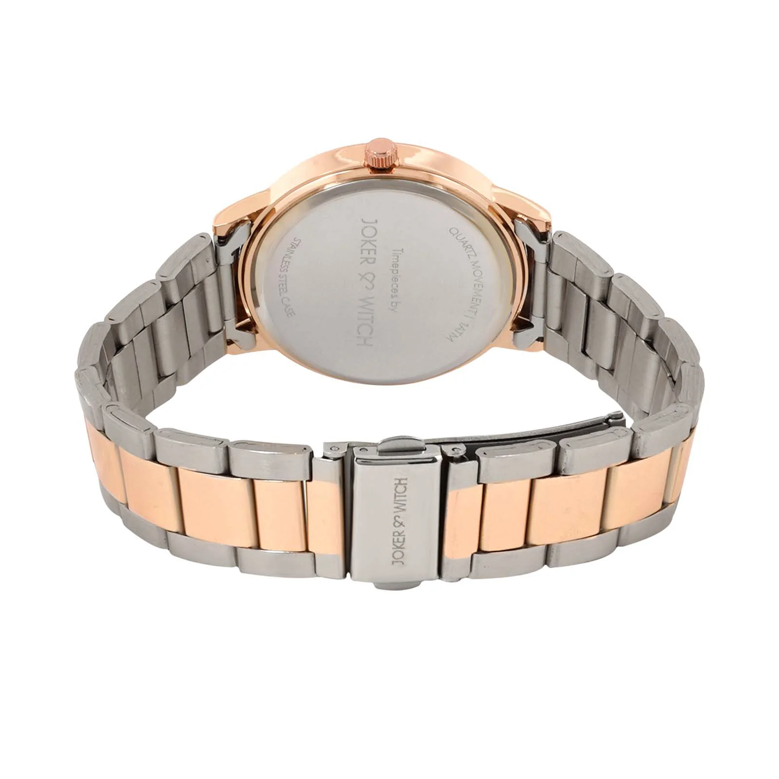 Comet White MOP Medium Rhinestone Dial Dual Tone Linked Chain Strap Women's Watch - Image 5