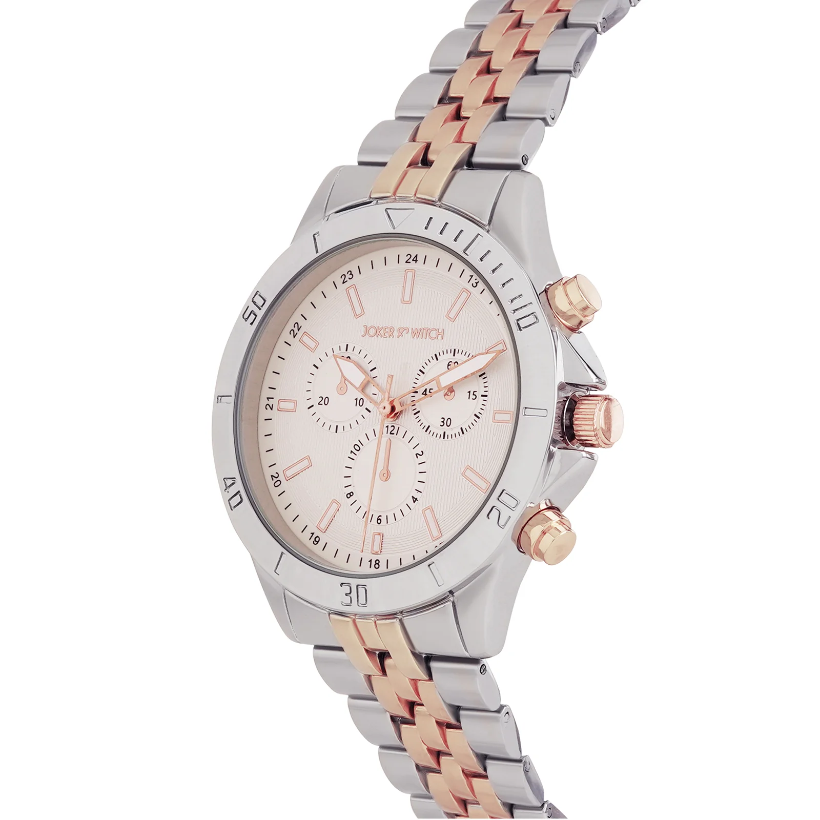 Connery White Large Dial Dual Tone Linked Chain Strap Men's Watch - Image 4