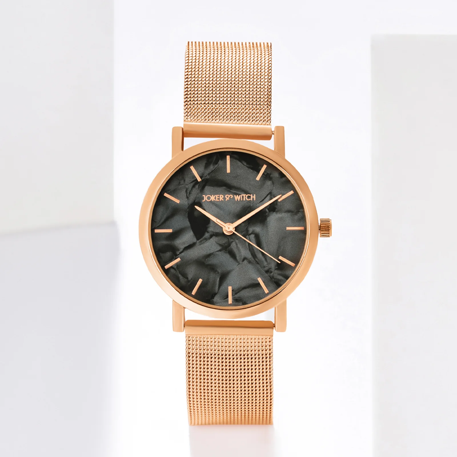 Copenhagen Black MOP Medium Dial Rose Gold Mesh Strap Women's Watch