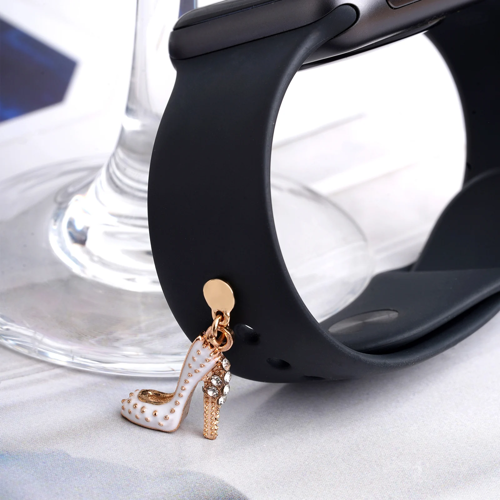 Crystal Stiletto Gold & White Pin Watch Charm