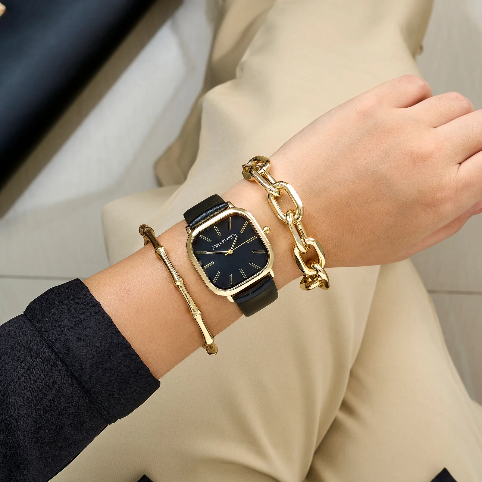 Dark Mode Watch Bracelet Stack
