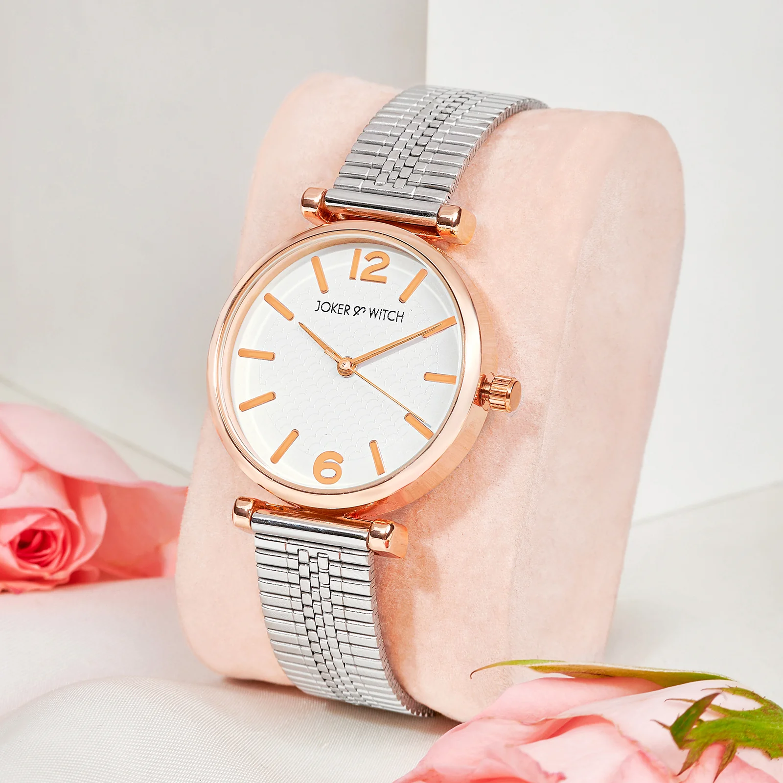 Demi White Medium Dial Silver Mesh Strap Women's Watch