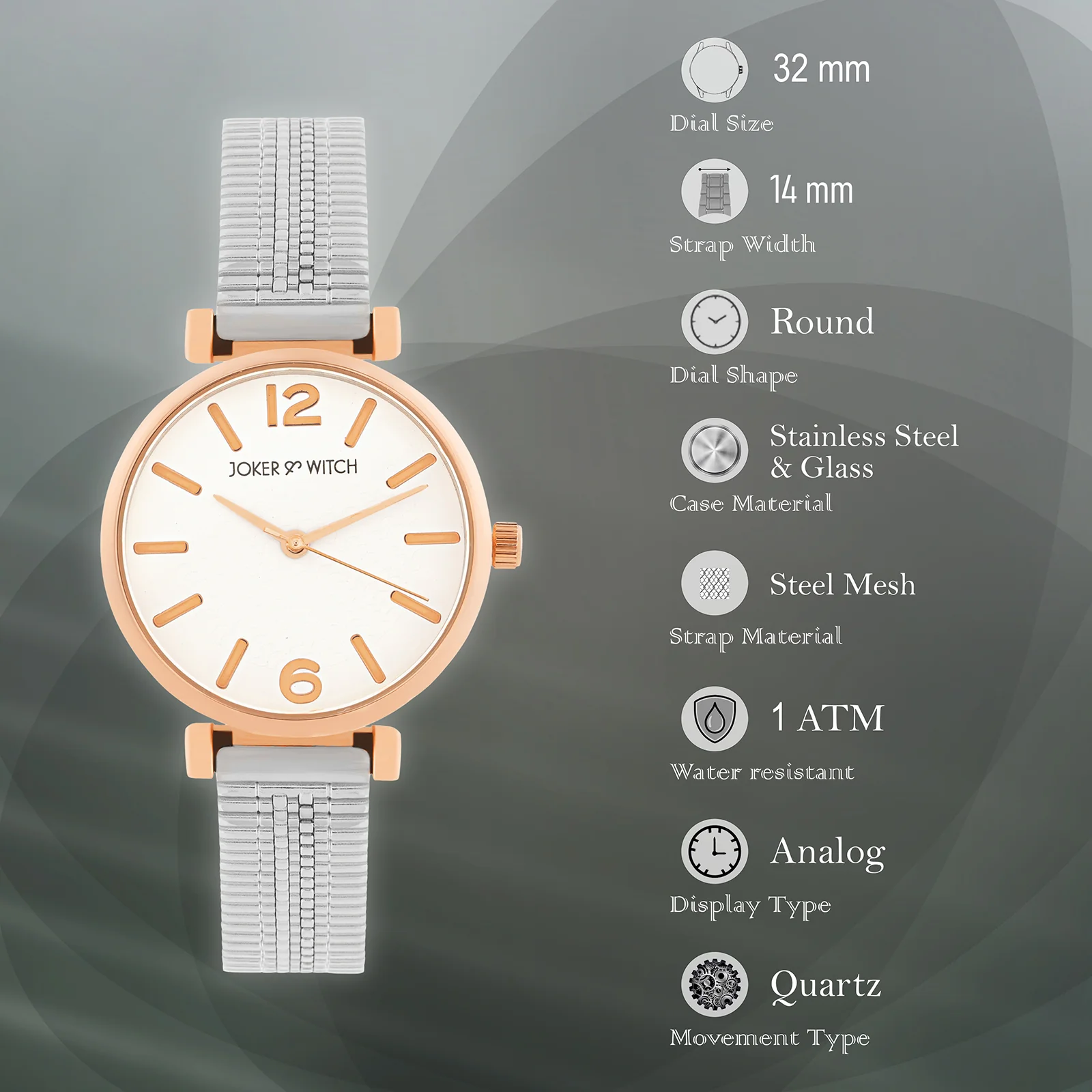 Demi White Medium Dial Silver Mesh Strap Women's Watch - Image 7