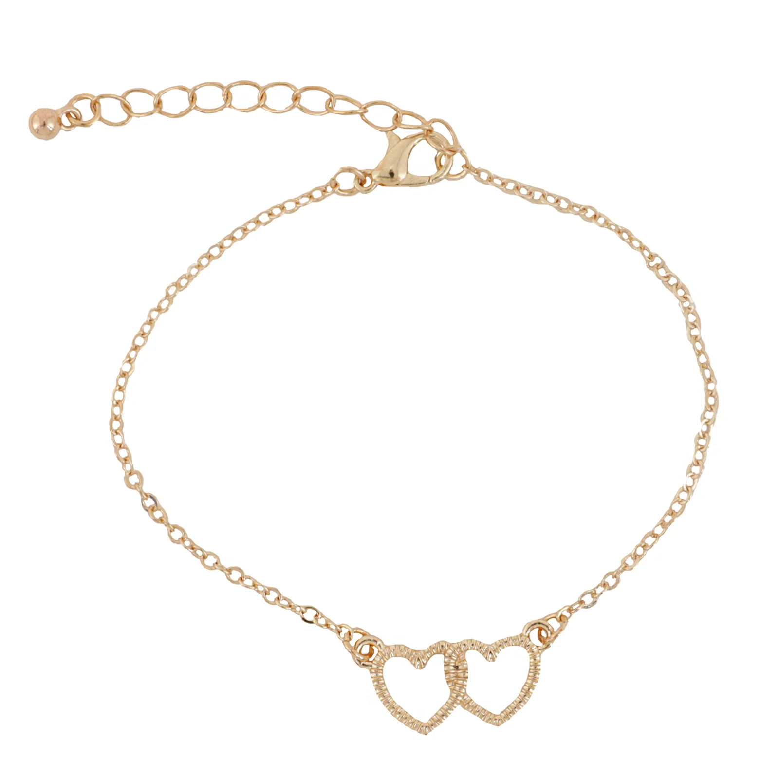 Bewitched Double Heart Gold Linked Bracelet - Image 3
