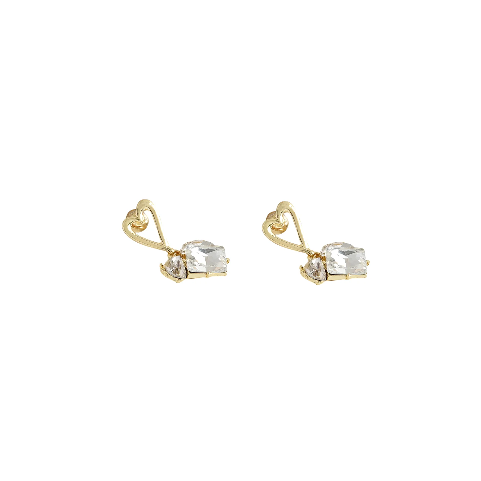 Double Trouble Gold Heart  Earrings - Image 5