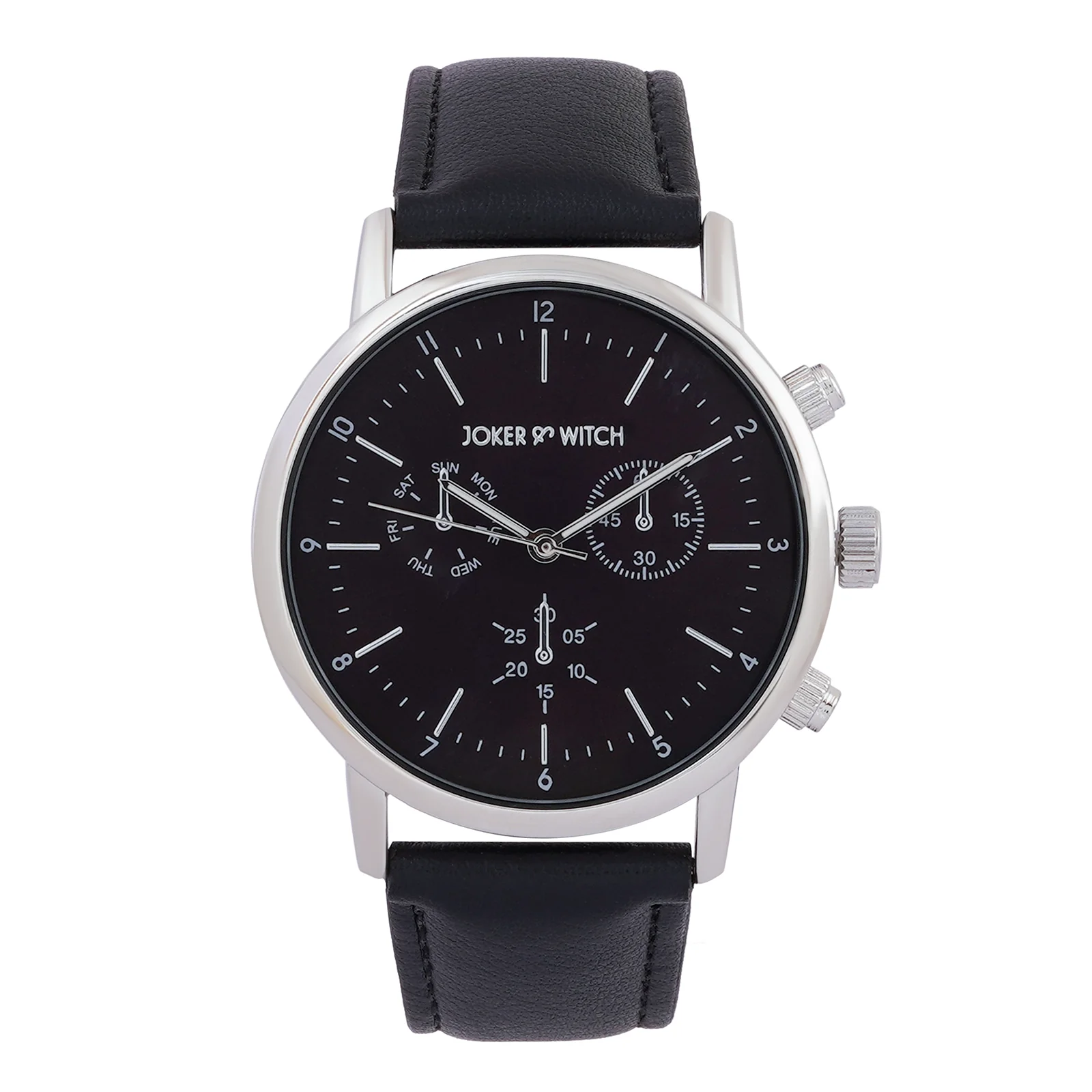 Dracary Black Large Dial PU Strap Men's Watch