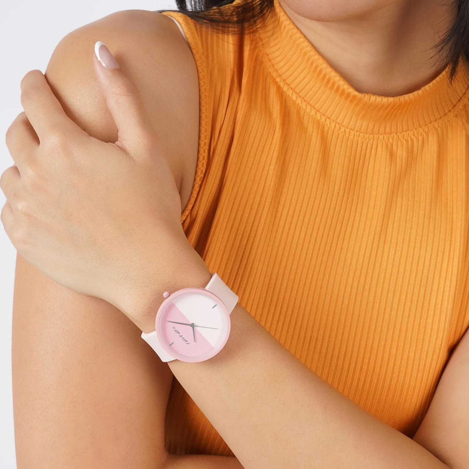 Duet Blossom Pink Large Dial Silicone Strap Unisex Watch - Image 2