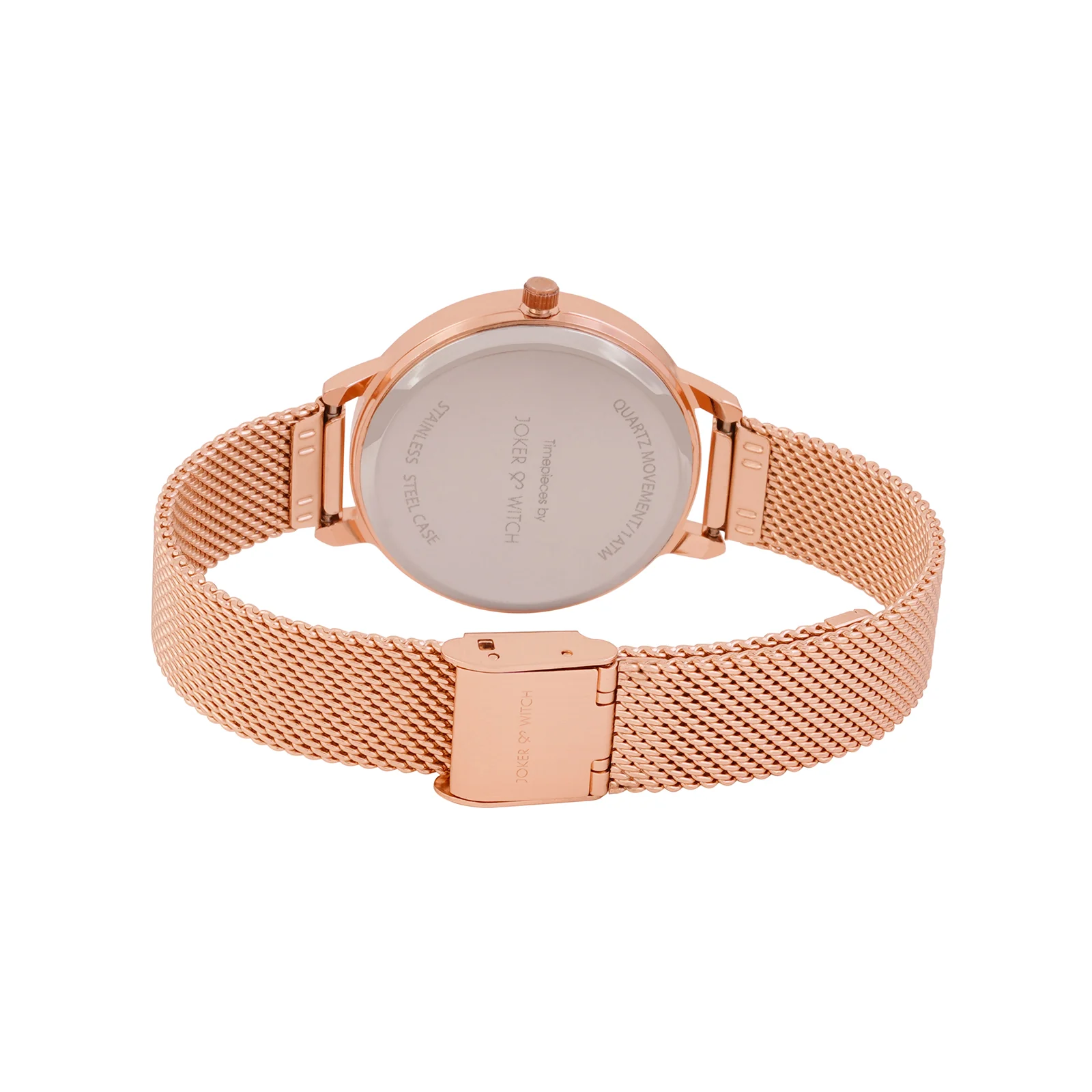 Edna White Medium Dial Rose Gold Mesh Strap Women's Watch - Image 5