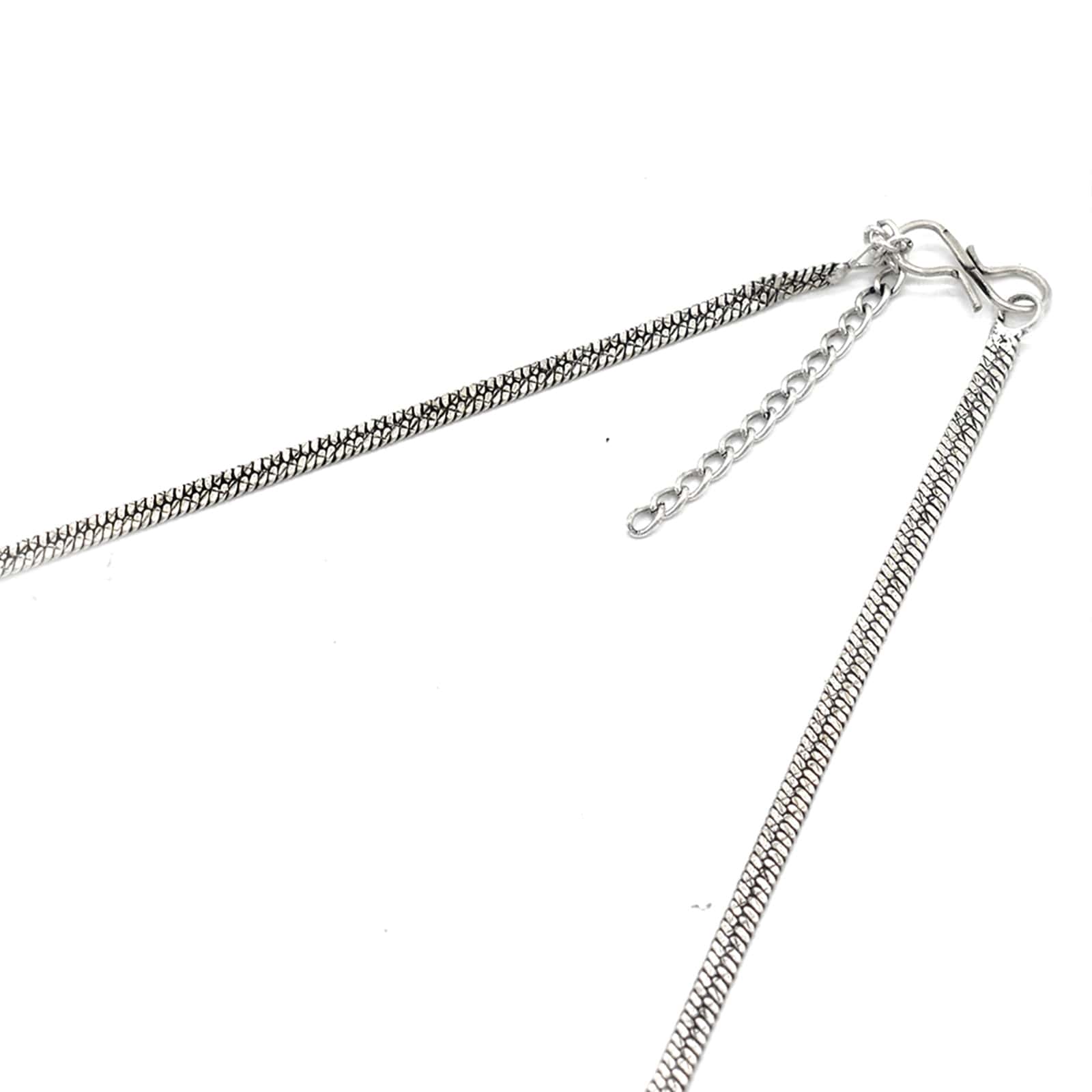 Ekladh Red Stone Silver Pearl Necklace Set - Image 6
