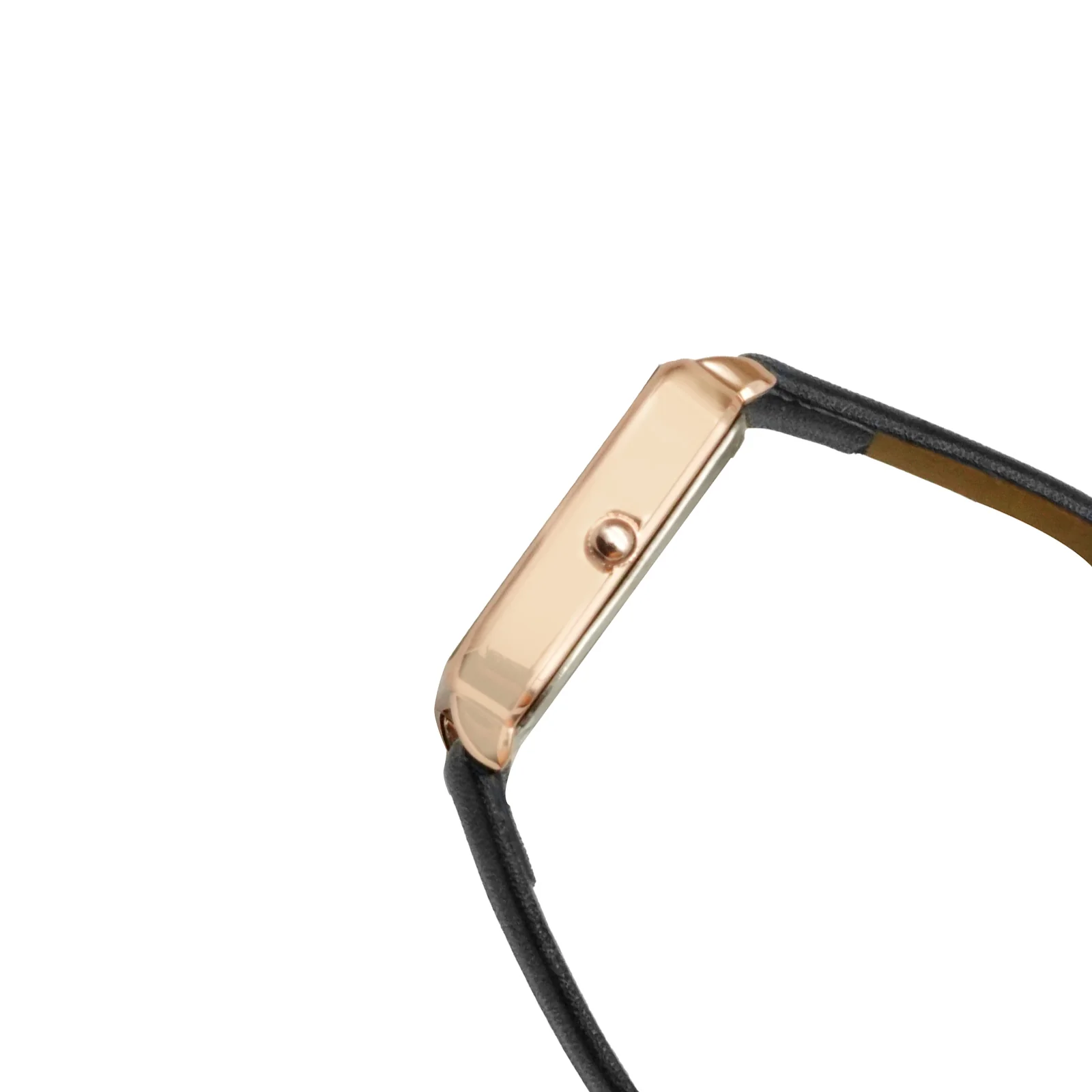 Emily Rose Gold Black Small Square Dial PU Strap Women's Watch - Image 5