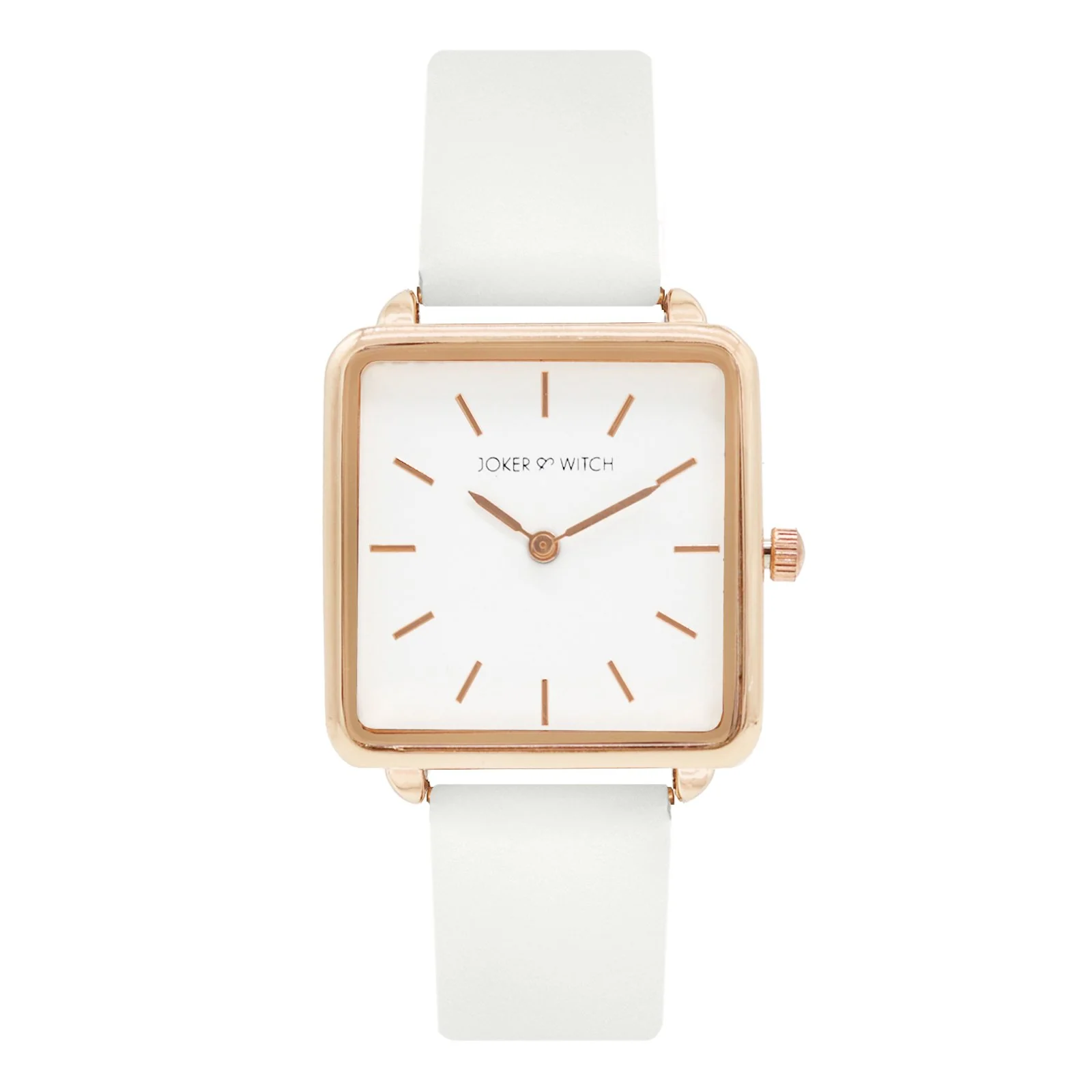 Emily White Small Square Dial PU Strap Women's Watch