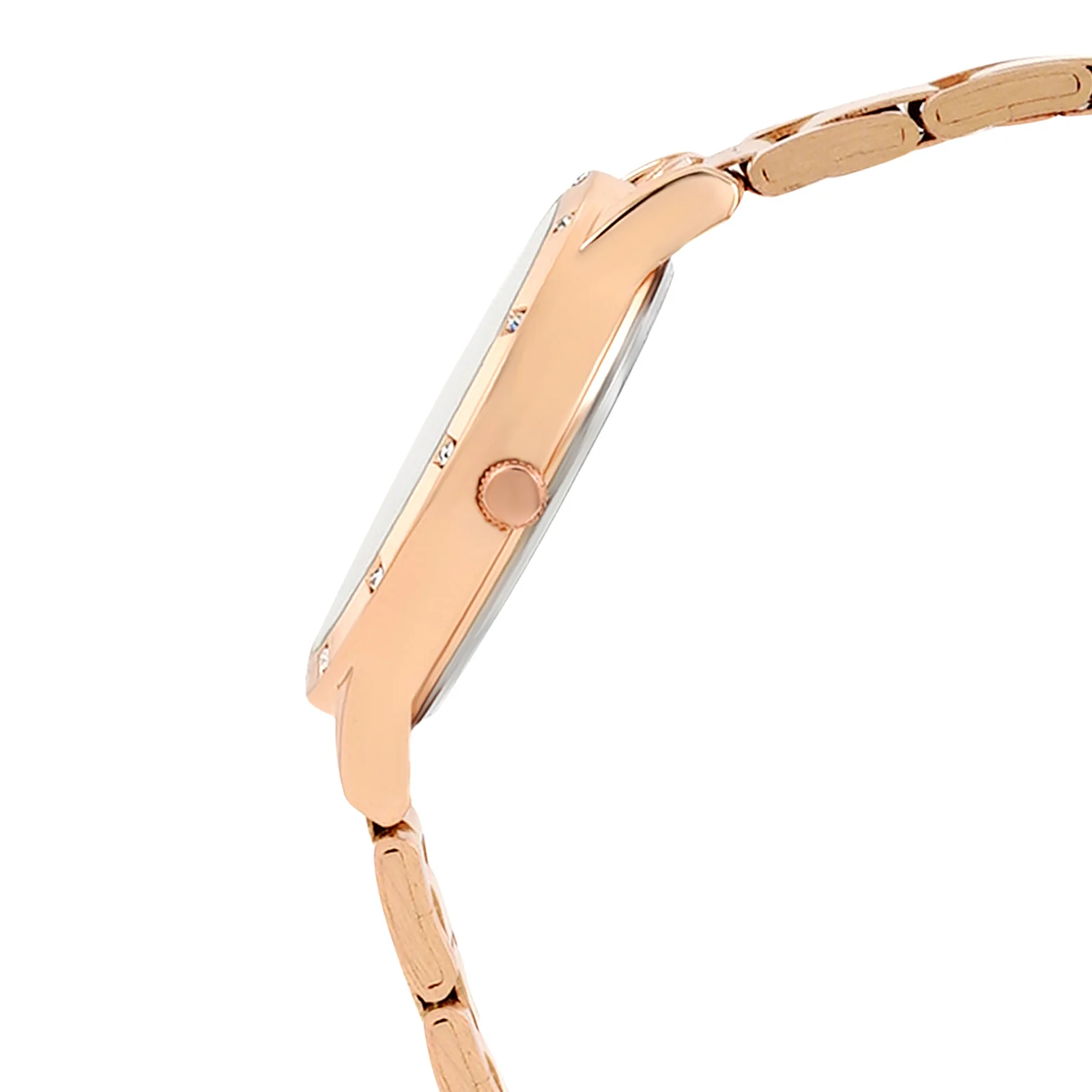 Eros White Medium Rhinestone Dial Rose Gold Linked Chain Strap Women's Watch - Image 5