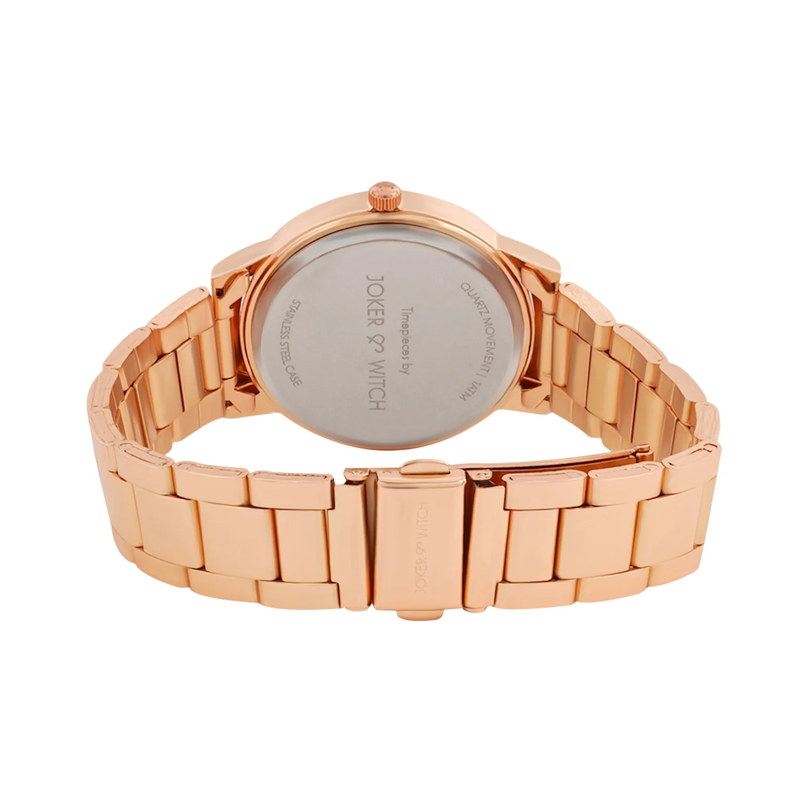 Eros White Medium Rhinestone Dial Rose Gold Linked Chain Strap Women's Watch - Image 6