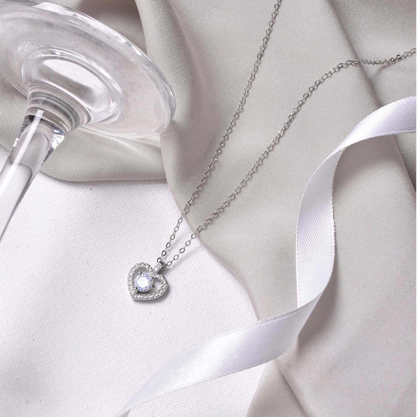 Etta Drop in a Heart Silver Necklace - Image 2