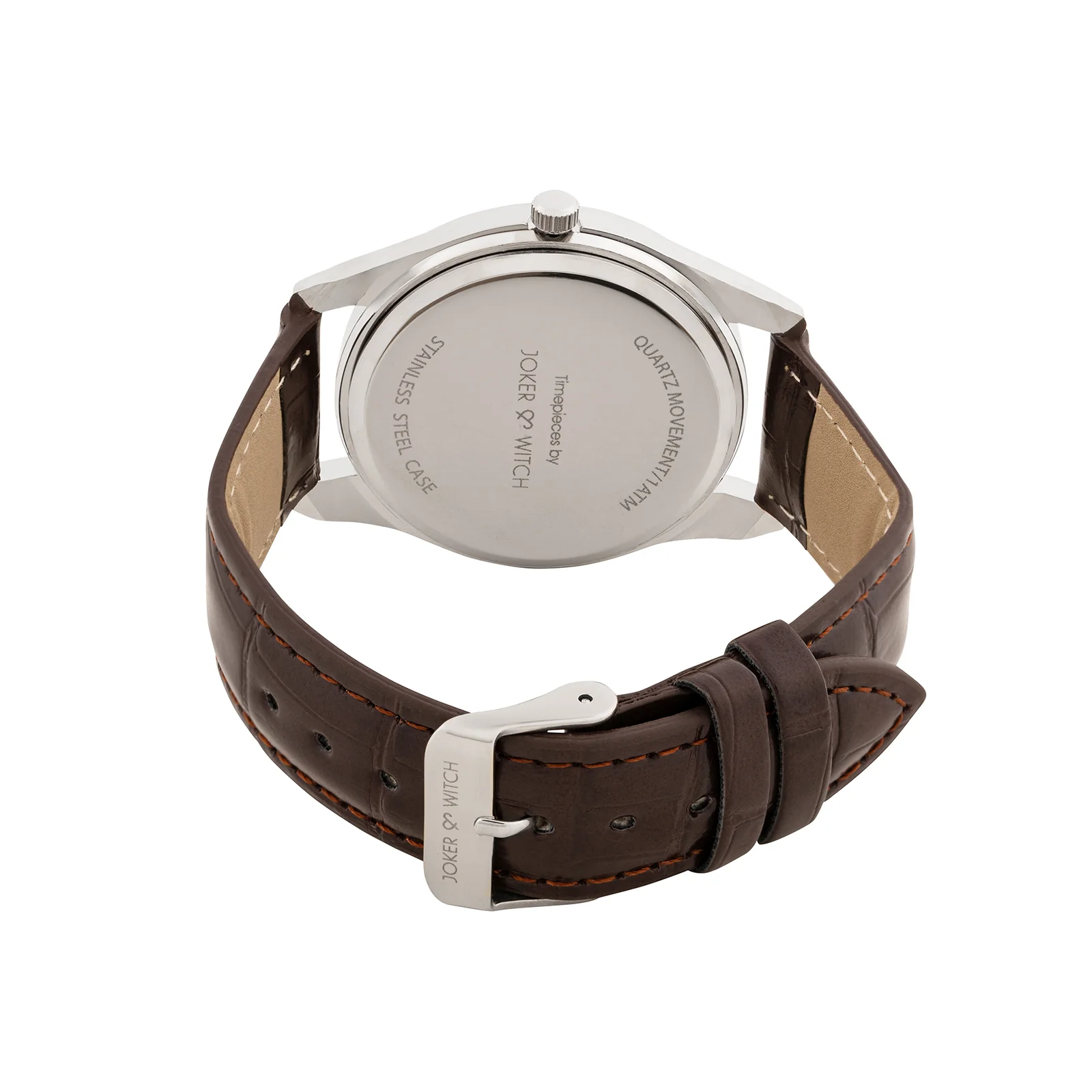 Falconer Silver Large Dial Brown PU Strap Men's Watch - Image 6