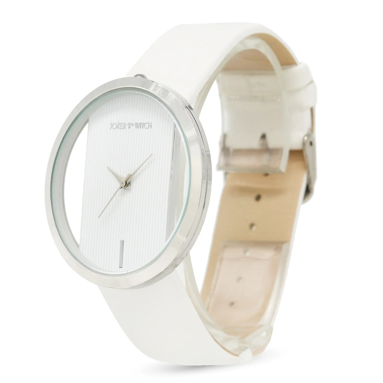Futuristic Silver White Large Dial PU Strap Women's Watch - Image 7
