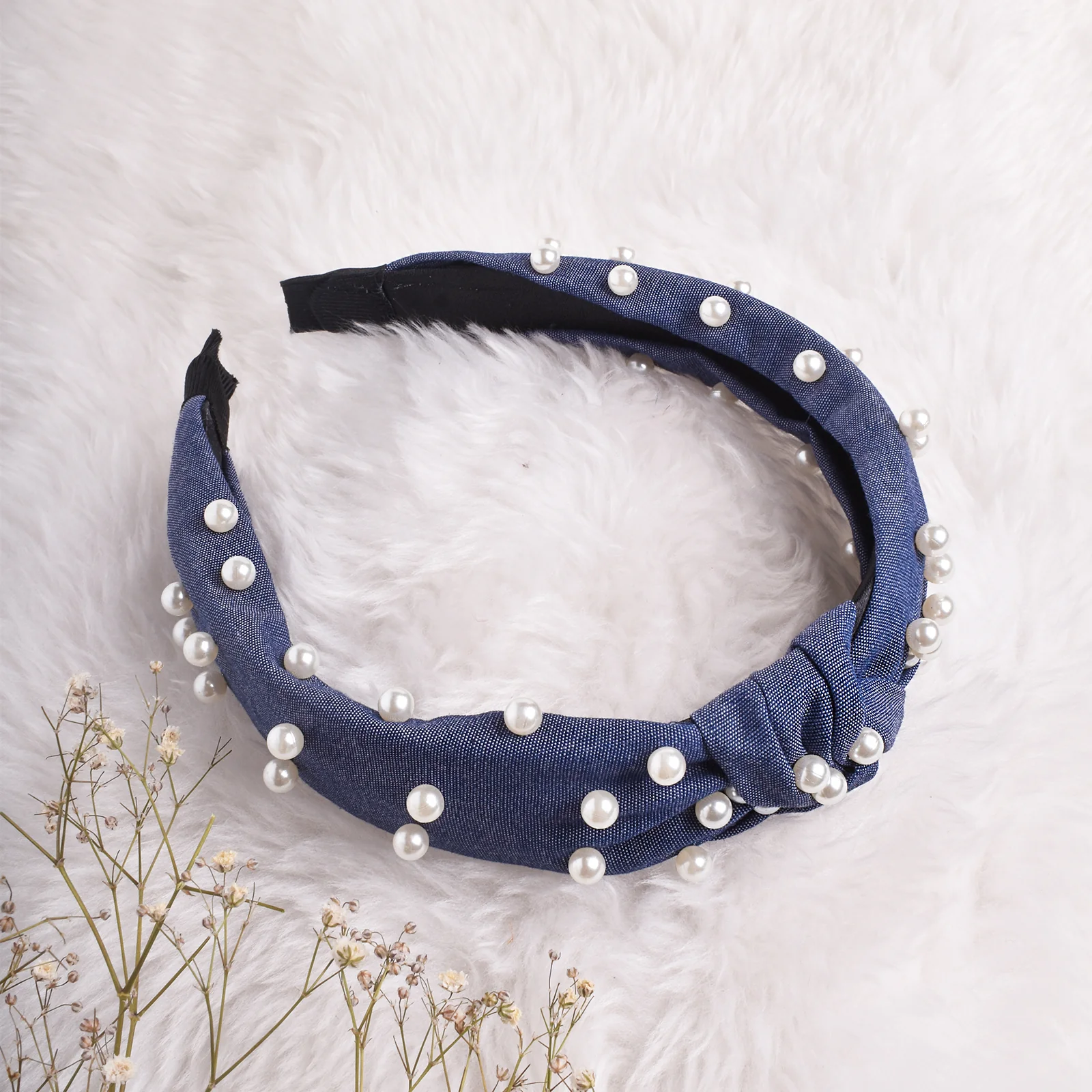 Gilly Pearl Dark Blue Hairband