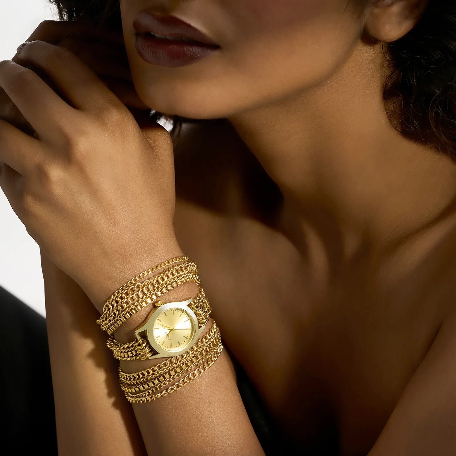 Party Gold Small Dial Chain Wrap Around Strap Women's Watch