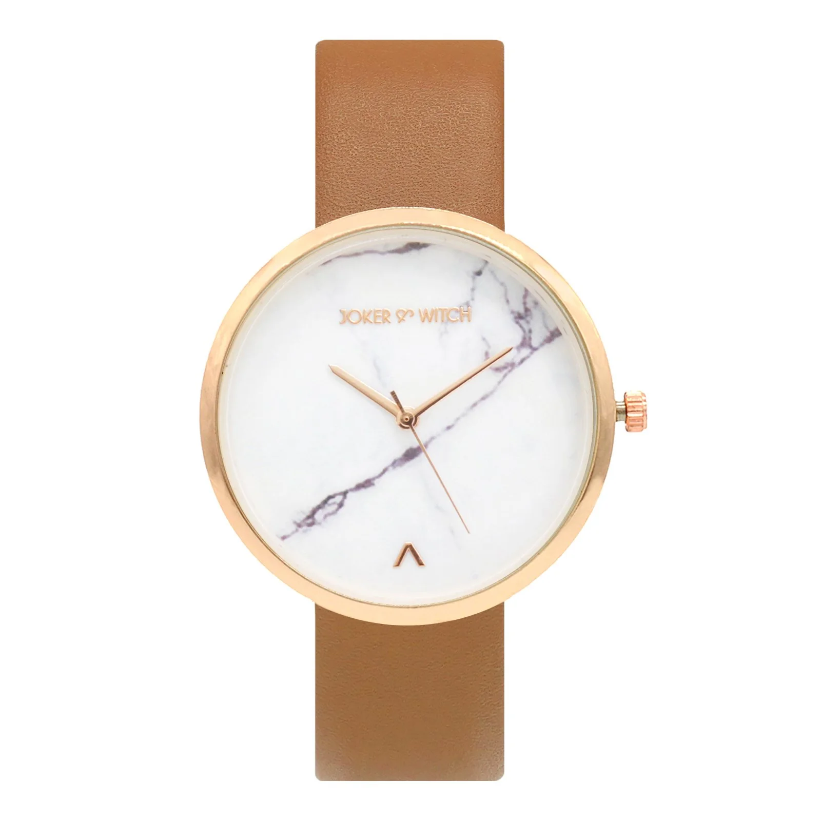 Hailey White Large Marble Dial Tan PU Strap Women's Watch