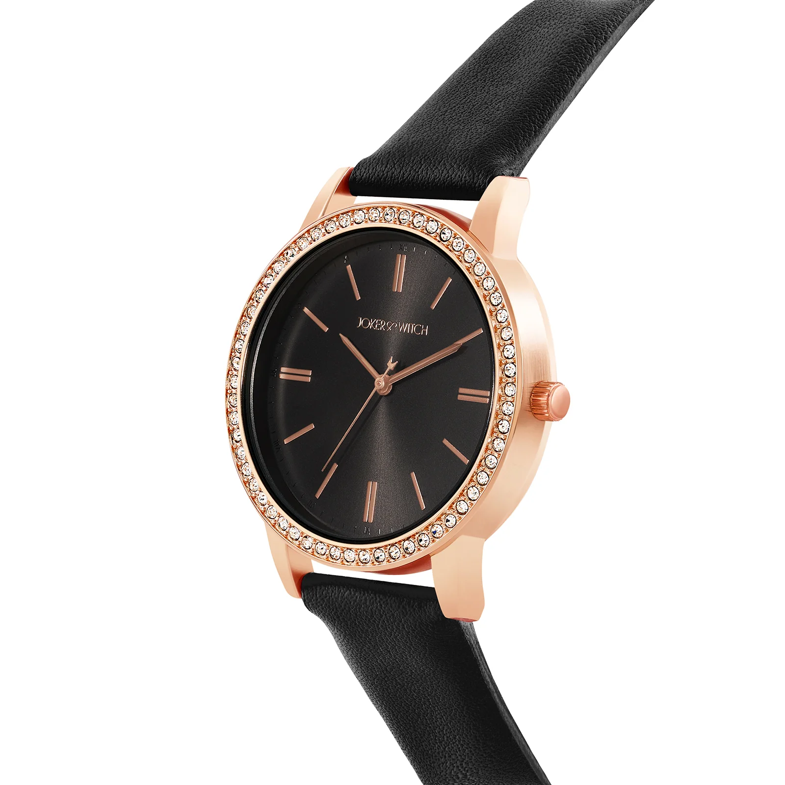 Halo Black Sunray Large Rhinestone Dial Black PU Strap Women's Watch - Image 4
