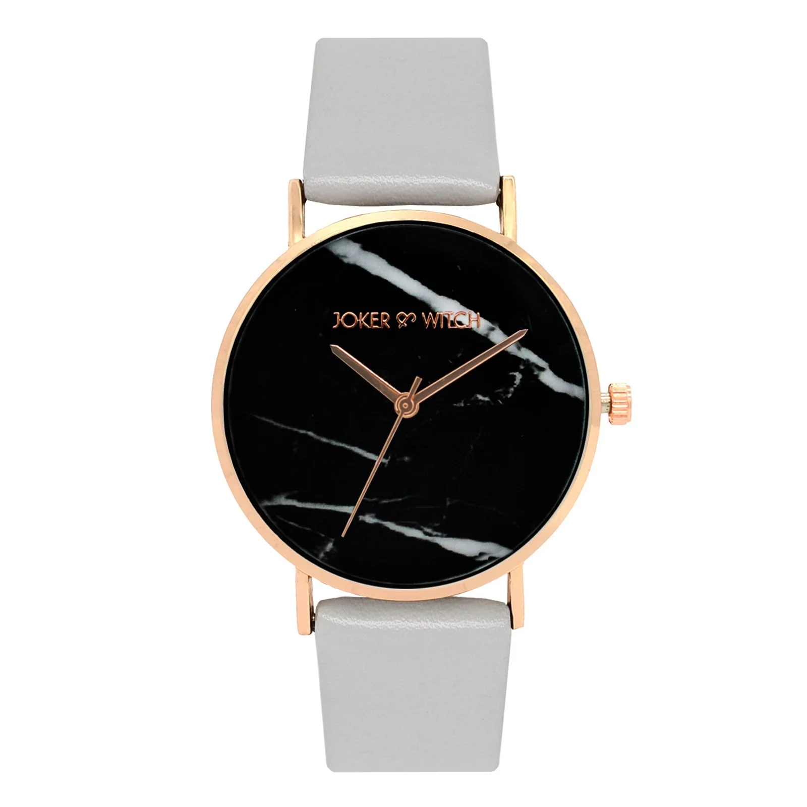Hannah Black Medium Marble Dial Grey PU Strap Women's Watch