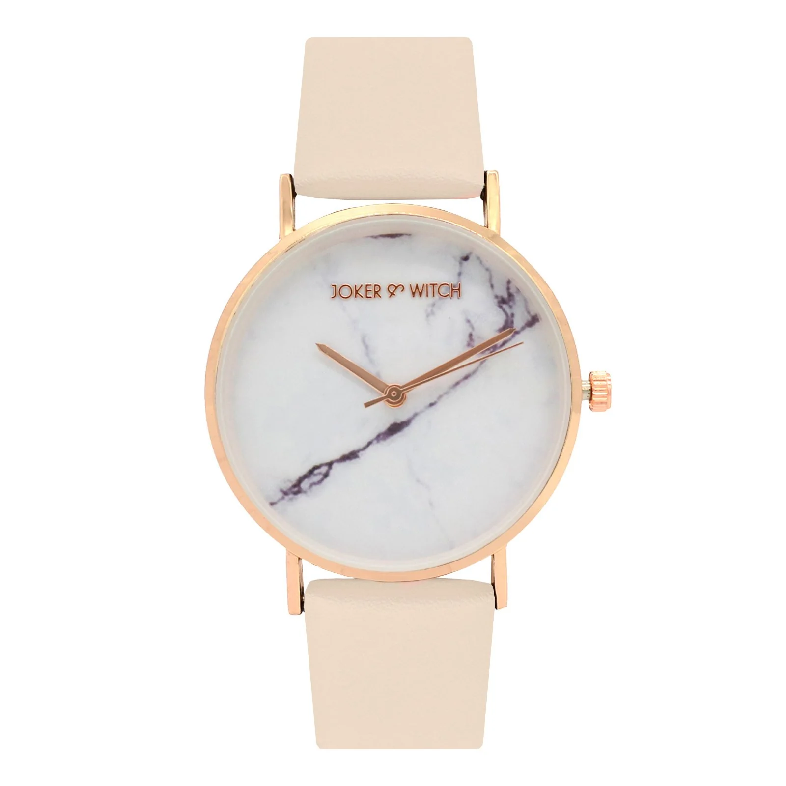 Hannah White Medium Marble Dial Pink PU Strap Women's Watch