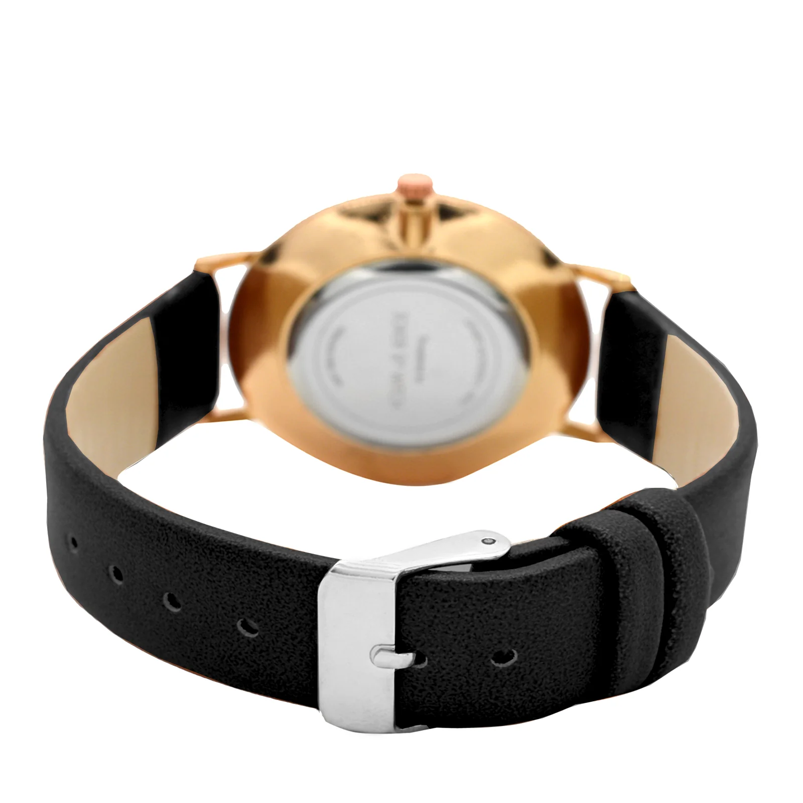 Ines Rose Gold Black Medium Dial PU Strap Women's Watch - Image 5