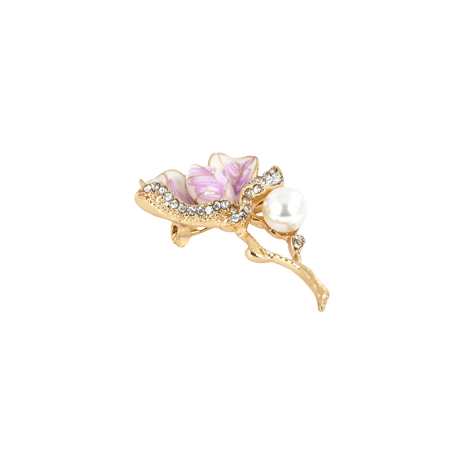 Irie Pink Tulip Rhinestone Brooch - Image 4