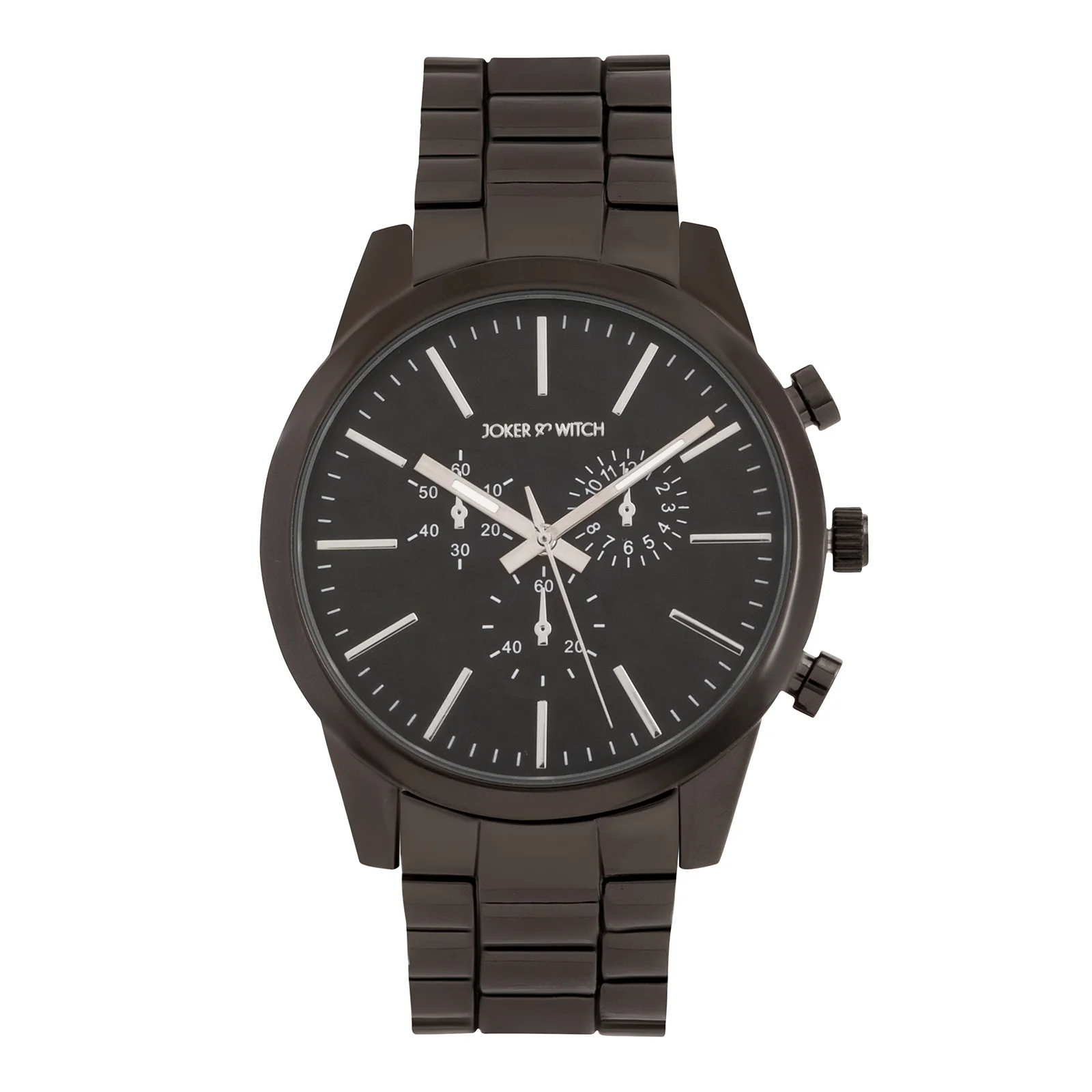 Kasdan Black Large Dial Gunmetal Linked Chain Strap Men's Watch